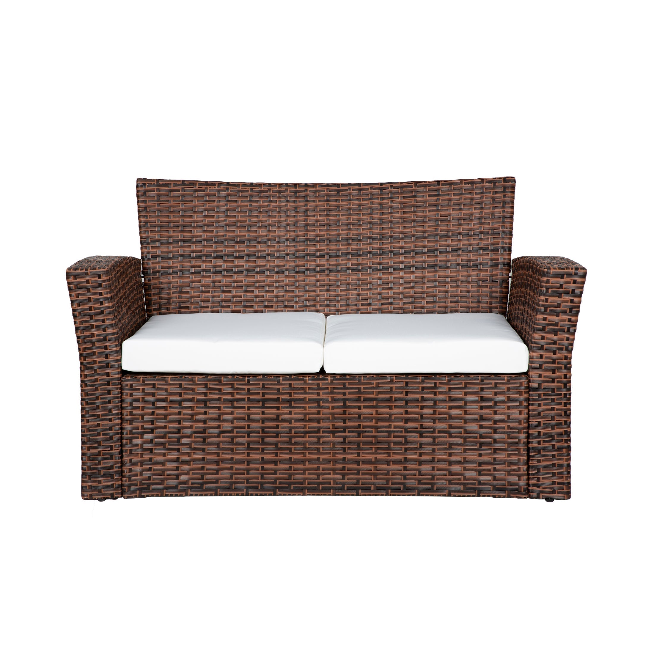  Westin Furniture 4-Piece Conversation Outdoor Patio Sofa Set with Cushions - Brown/Beige - Bonton