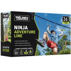 Trelines: Ninja Adventure Line 36 ft - Outdoor Ninja Warrior Course, Monkey Bars, Rings, Ratchet Setup Between 2 Trees, 250lb Cap, Adult Kid Ages 5+-Multi-One Size-1