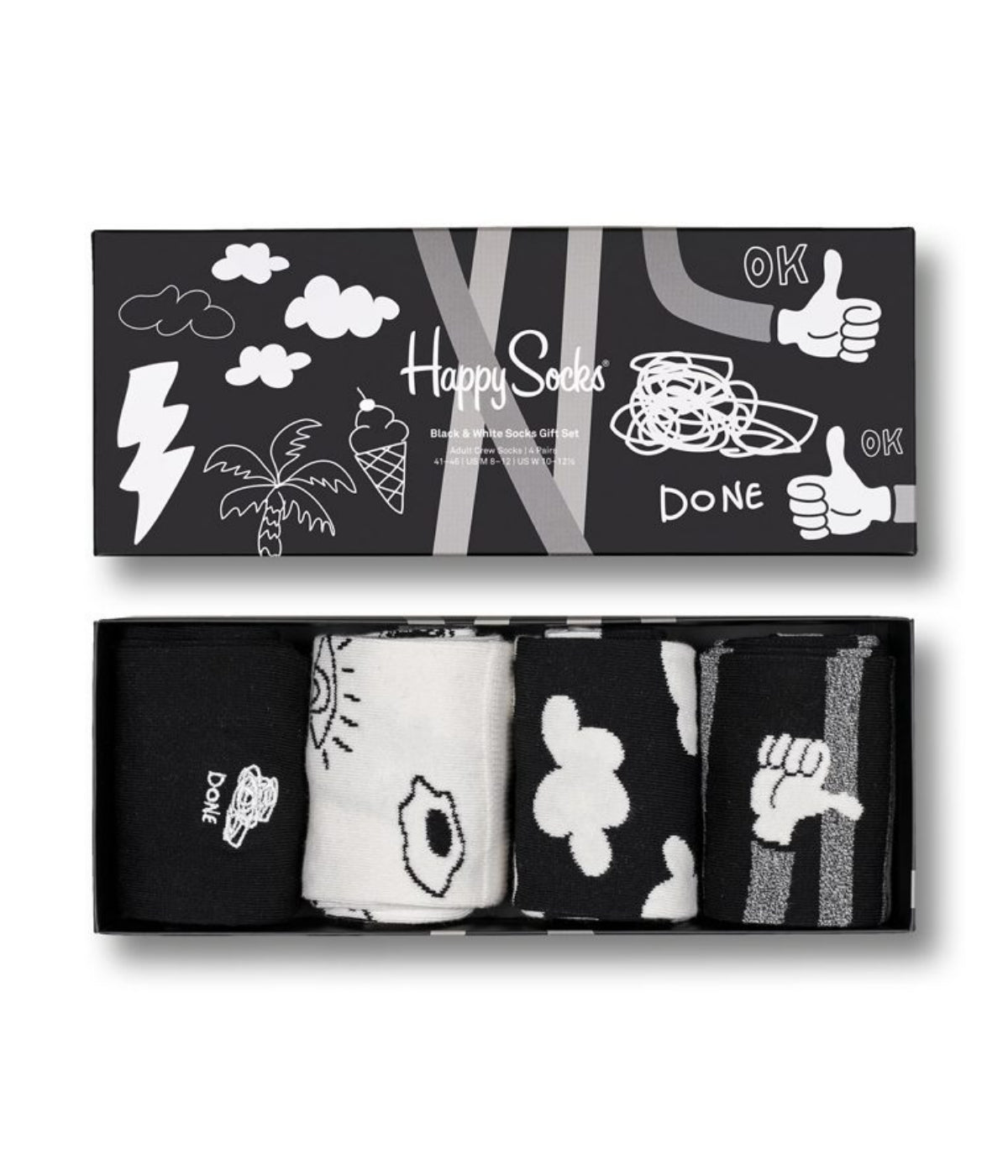  Happy Socks 4-Pack Black And White Socks Gift Set Multi - Multi - Bonton