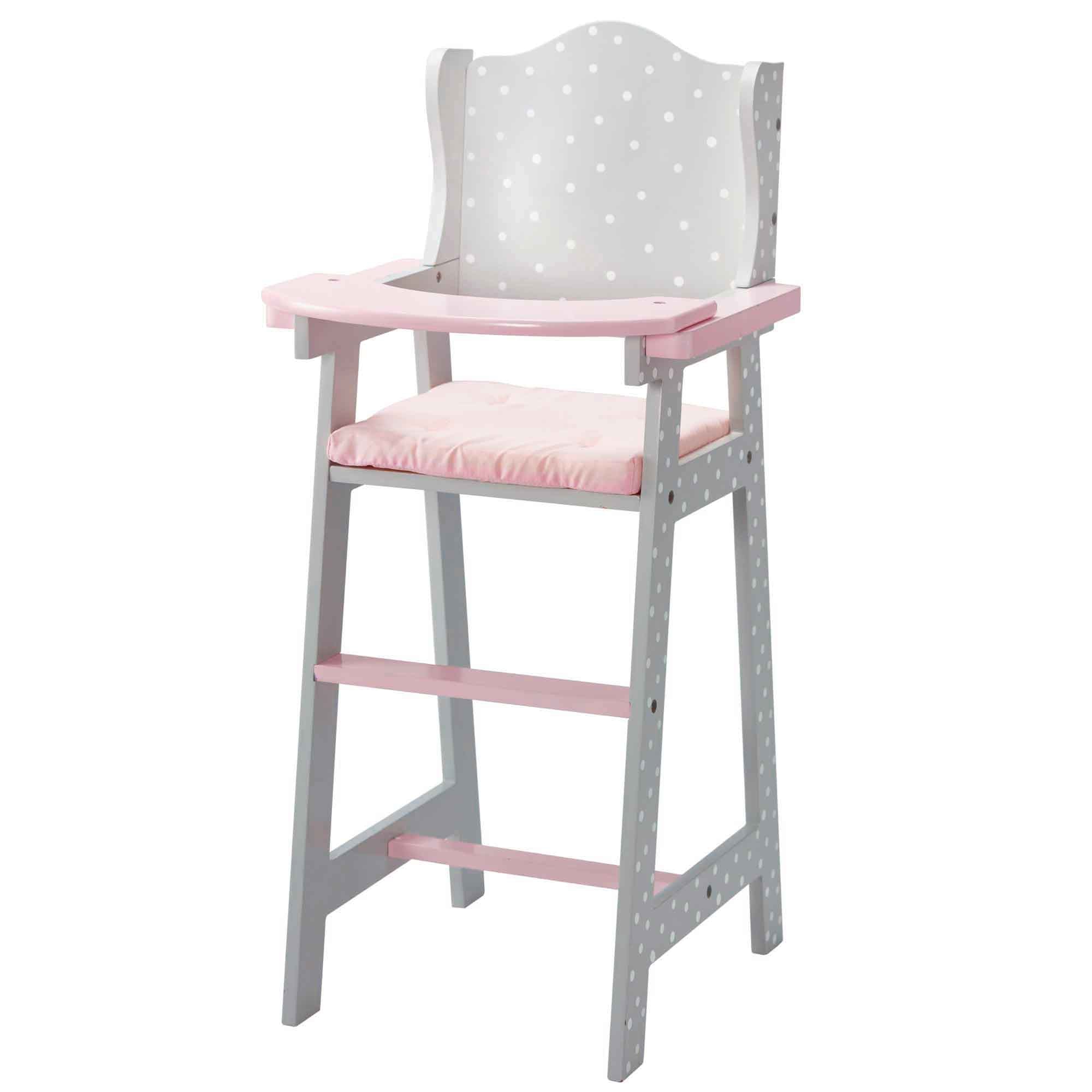  Teamson Kids Olivia's Little World - Polka Dots Princess Baby Doll High Chair - Pink/Grey - Bonton