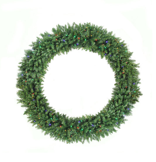 Pre-Lit Buffalo Fir Commercial Artificial Christmas Wreath - 5' - Multi LED Lights