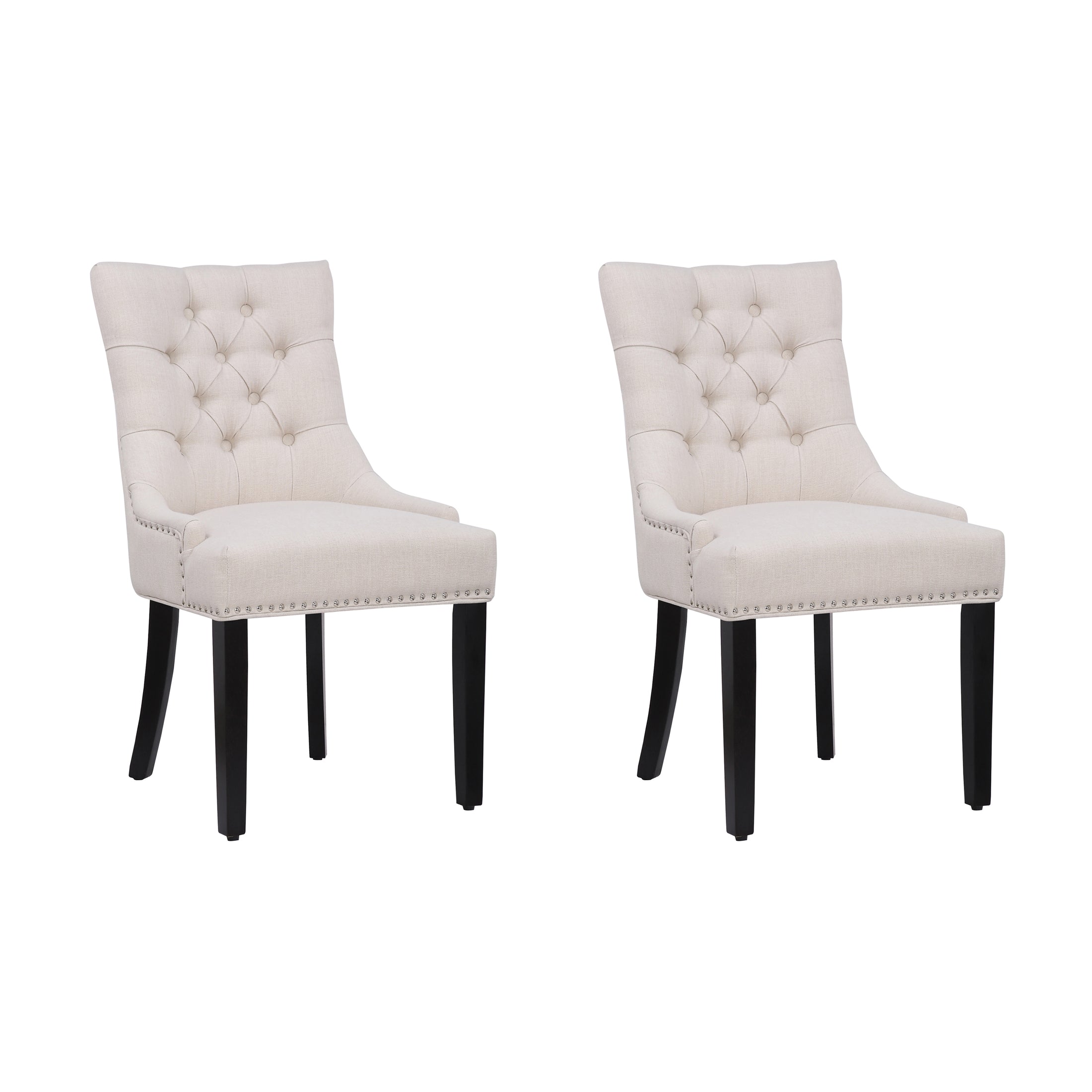  Westin Furniture Upholstered Wingback Button Tufted Dining Chair, Set of 2 - Light Gray - Bonton