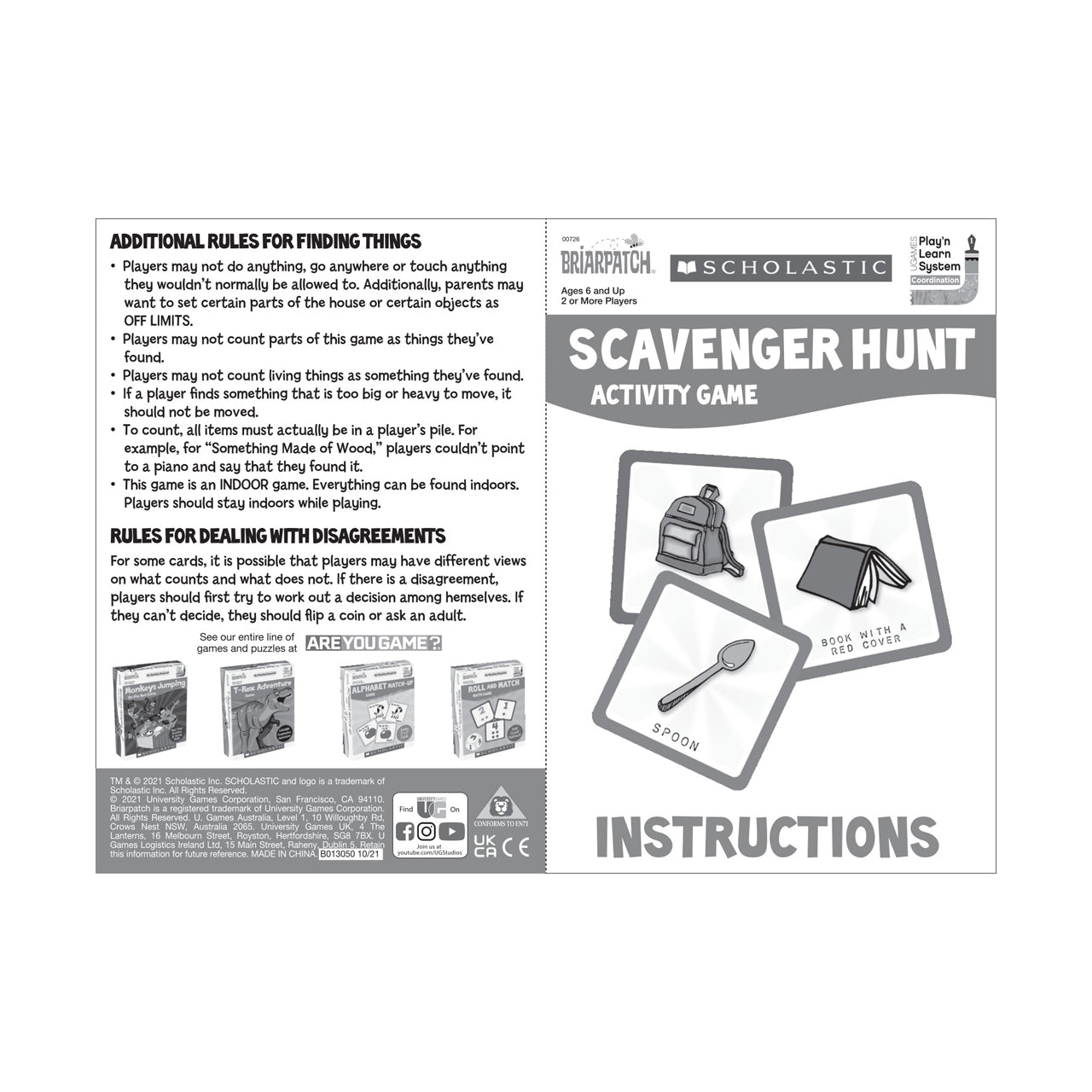  Scholastic Scavenger Hunt Activity Game - Multicolor - Bonton