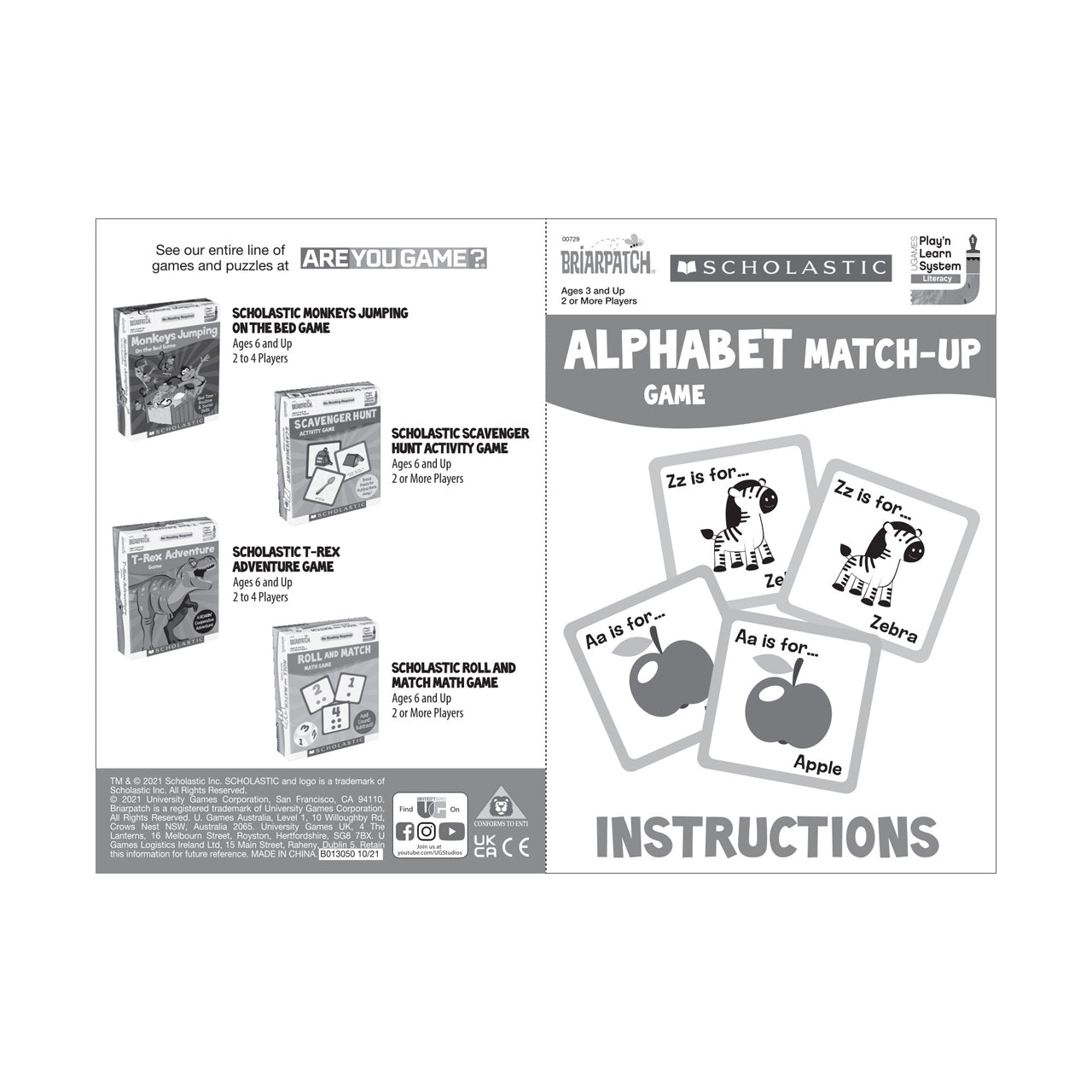  Scholastic Alphabet Match-Up Game - Multicolor - Bonton