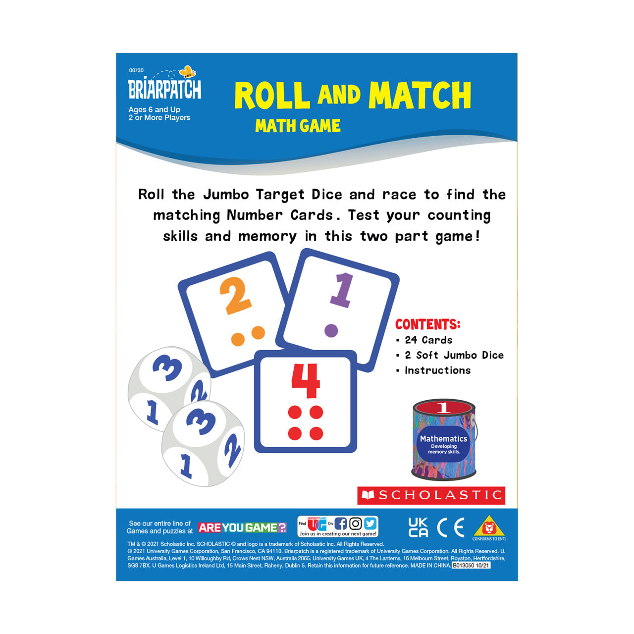  Scholastic Roll and Match Math Game - Multicolor - Bonton