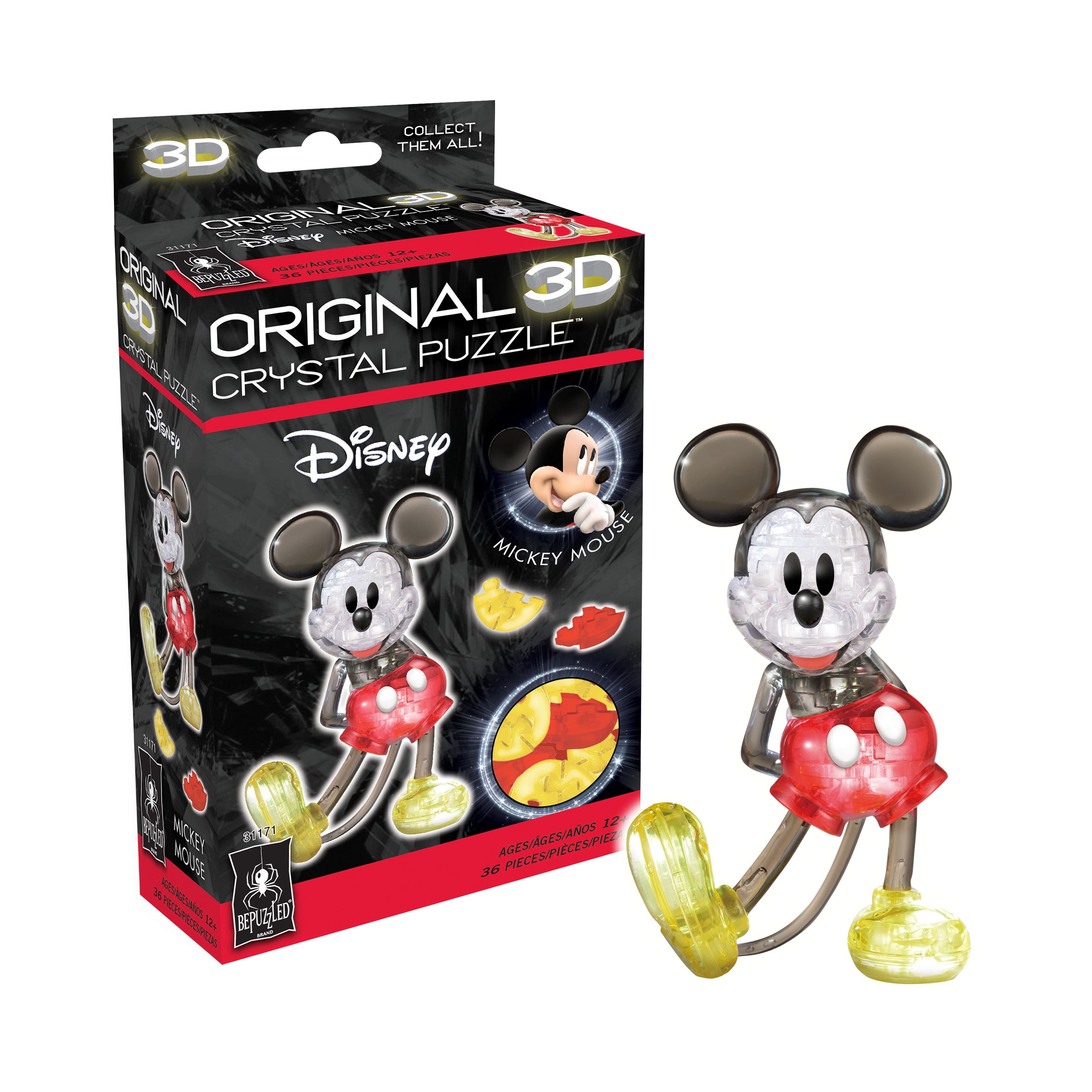  BePuzzled 3D Crystal Puzzle - Disney Mickey Mouse (Multi-Color): 36 Pcs - Multi-color - Bonton