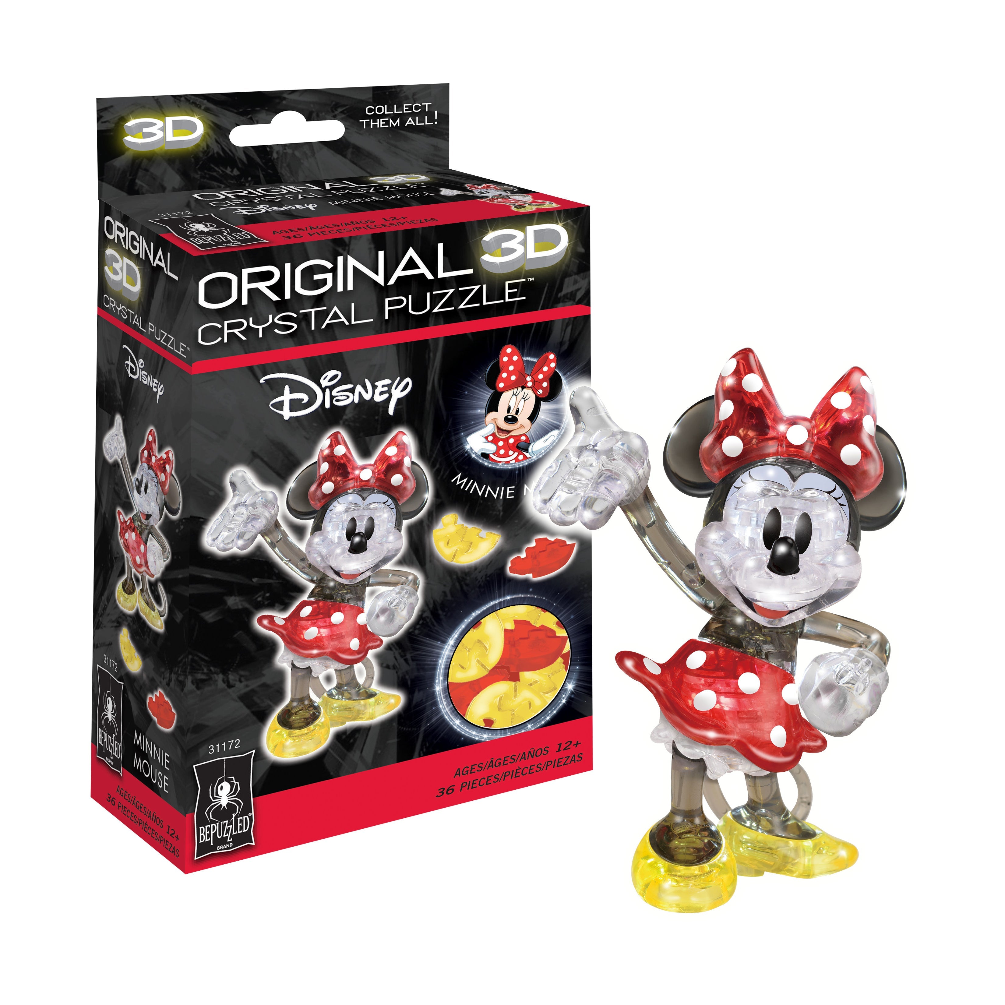  BePuzzled 3D Crystal Puzzle - Disney Minnie Mouse (Multi-Color): 36 Pcs - Multi-color - Bonton