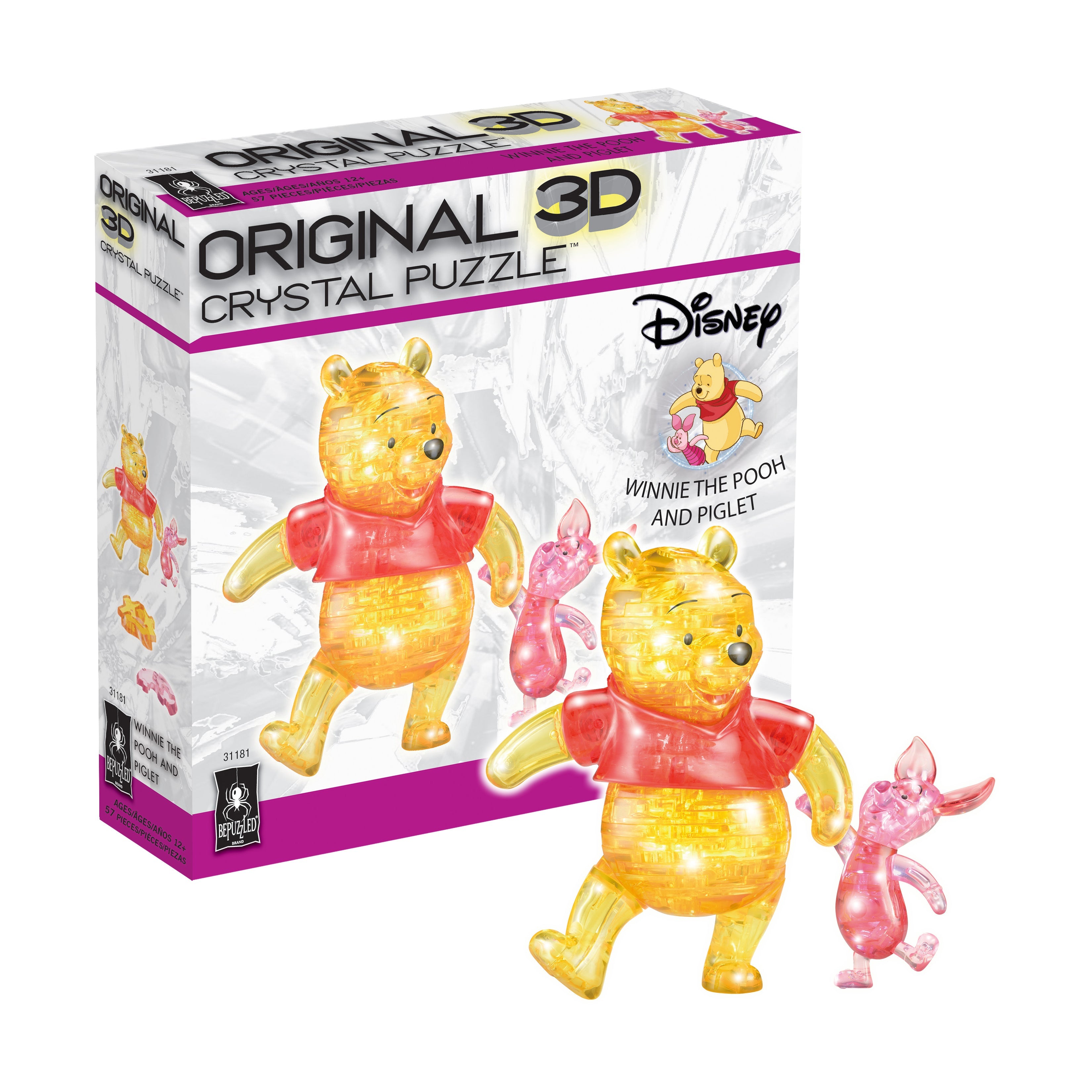  BePuzzled 3D Crystal Puzzle - Disney Winnie the Pooh and Piglet (Multi-color): 57 Pcs - Multi-color - Bonton