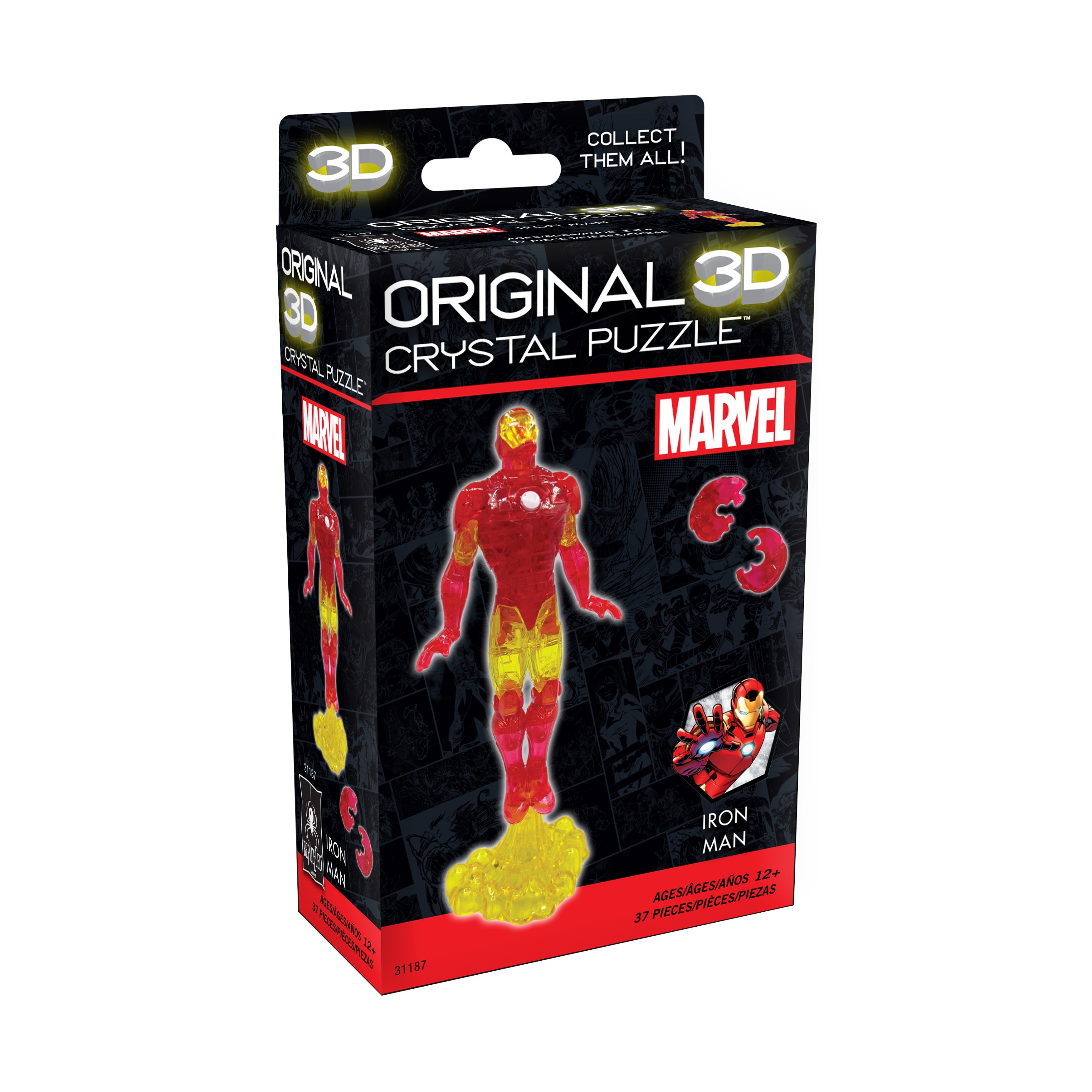  BePuzzled 3D Crystal Puzzle - Marvel Iron Man: 37 Pcs - Multi-color - Bonton