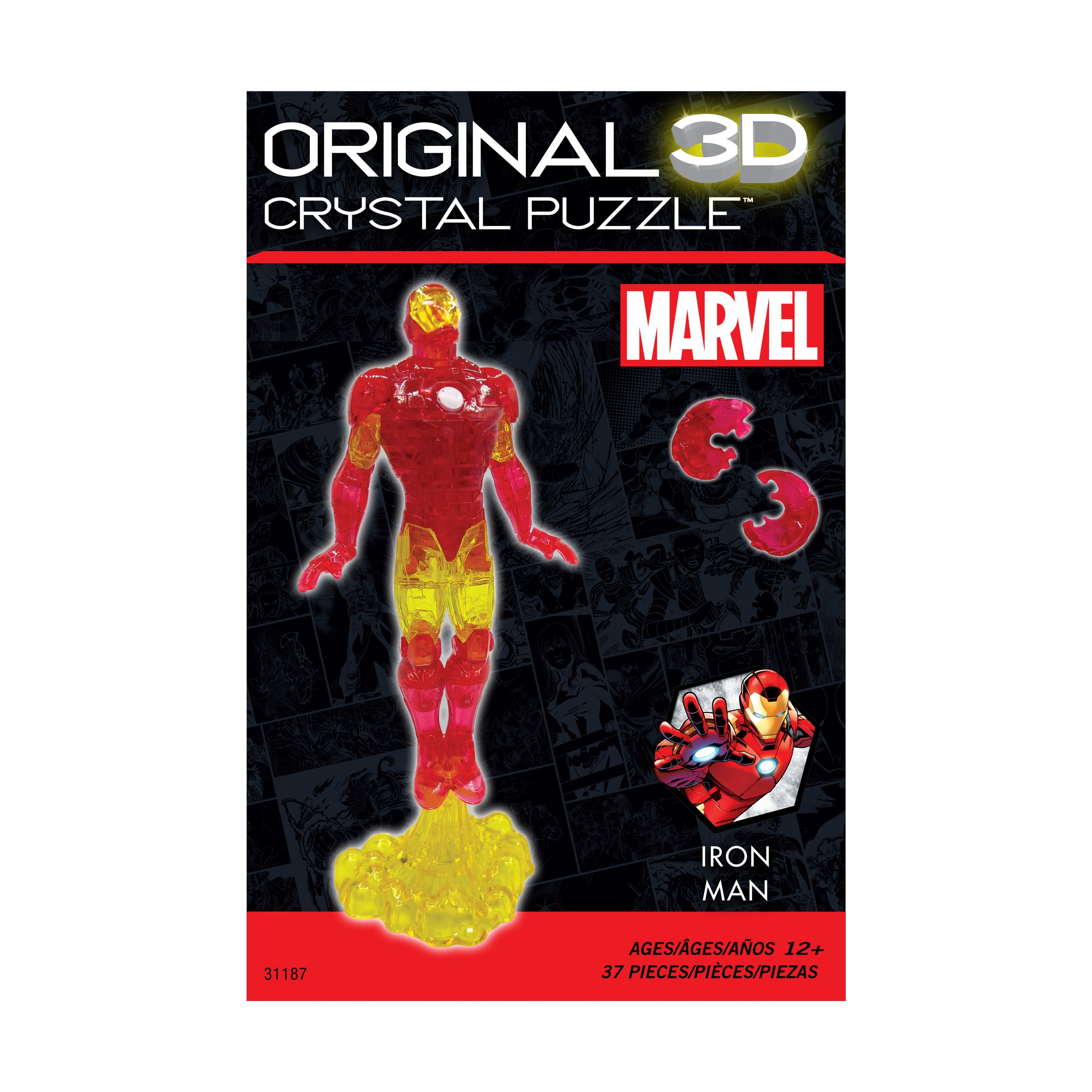  BePuzzled 3D Crystal Puzzle - Marvel Iron Man: 37 Pcs - Multi-color - Bonton