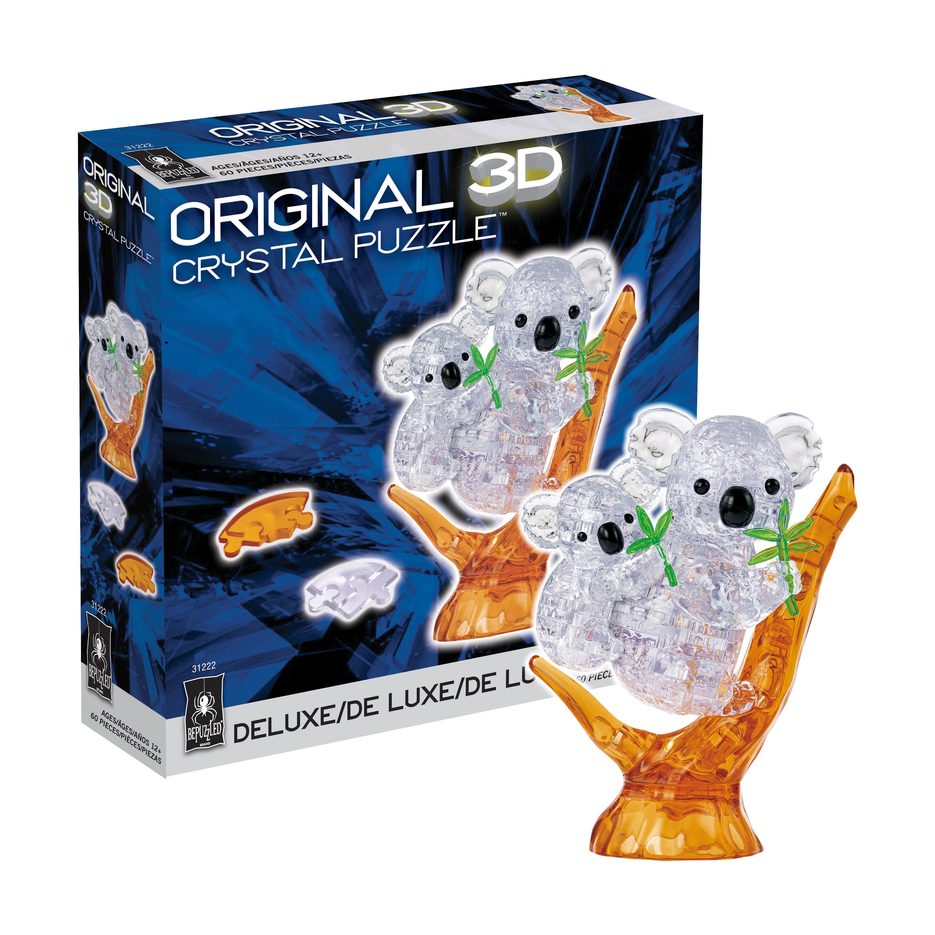  BePuzzled 3D Crystal Puzzle - Koala and Baby: 60 Pcs - Multi-color - Bonton