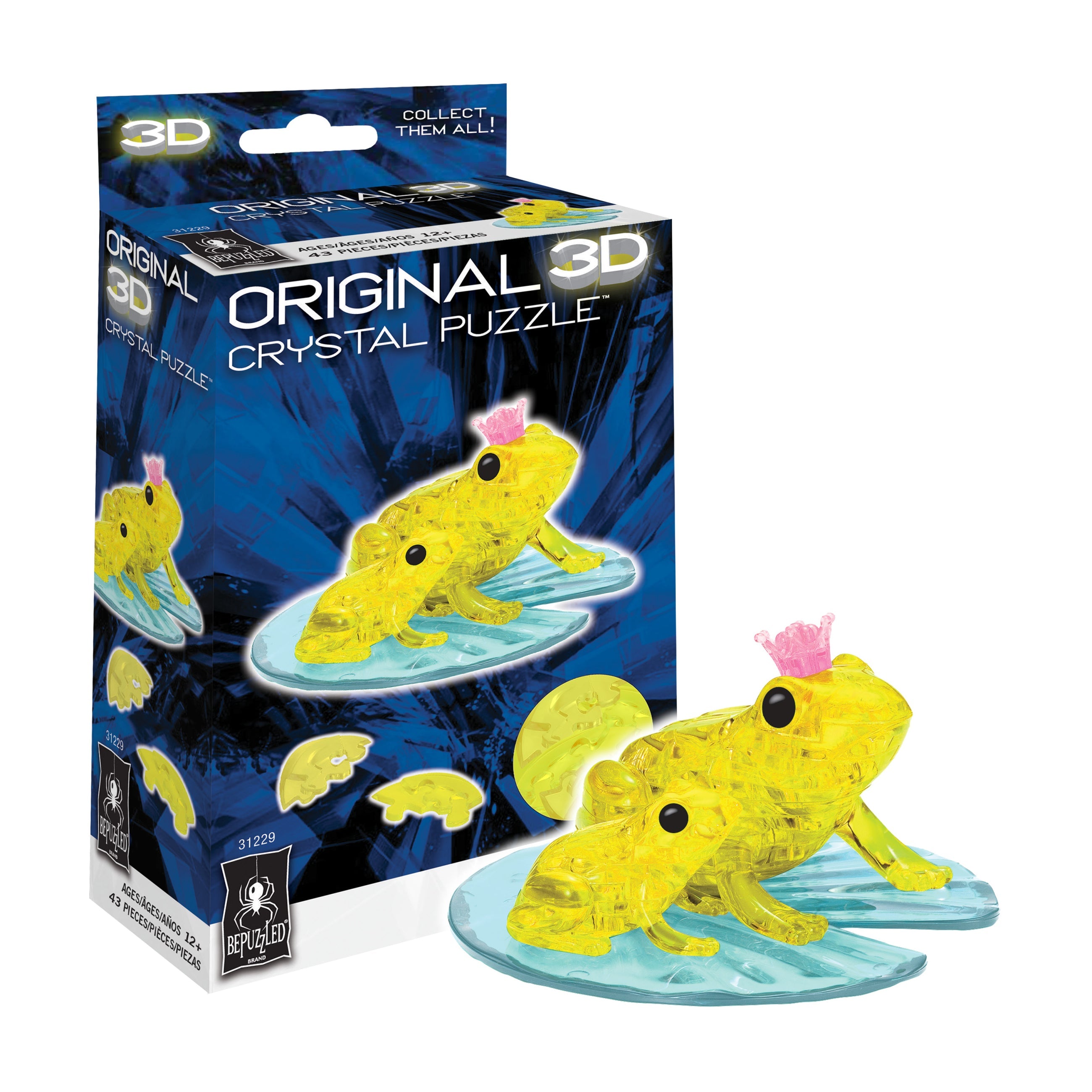  BePuzzled 3D Crystal Puzzle - Frog (Yellow): 43 Pcs - Multi-color - Bonton