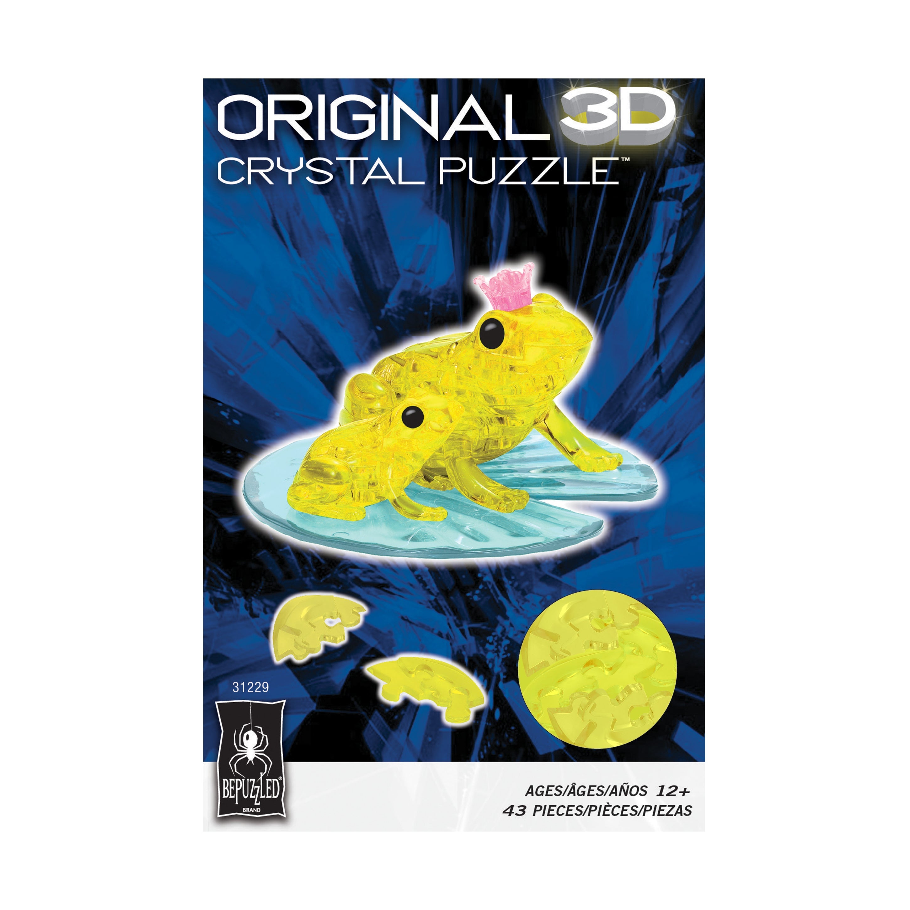  BePuzzled 3D Crystal Puzzle - Frog (Yellow): 43 Pcs - Multi-color - Bonton