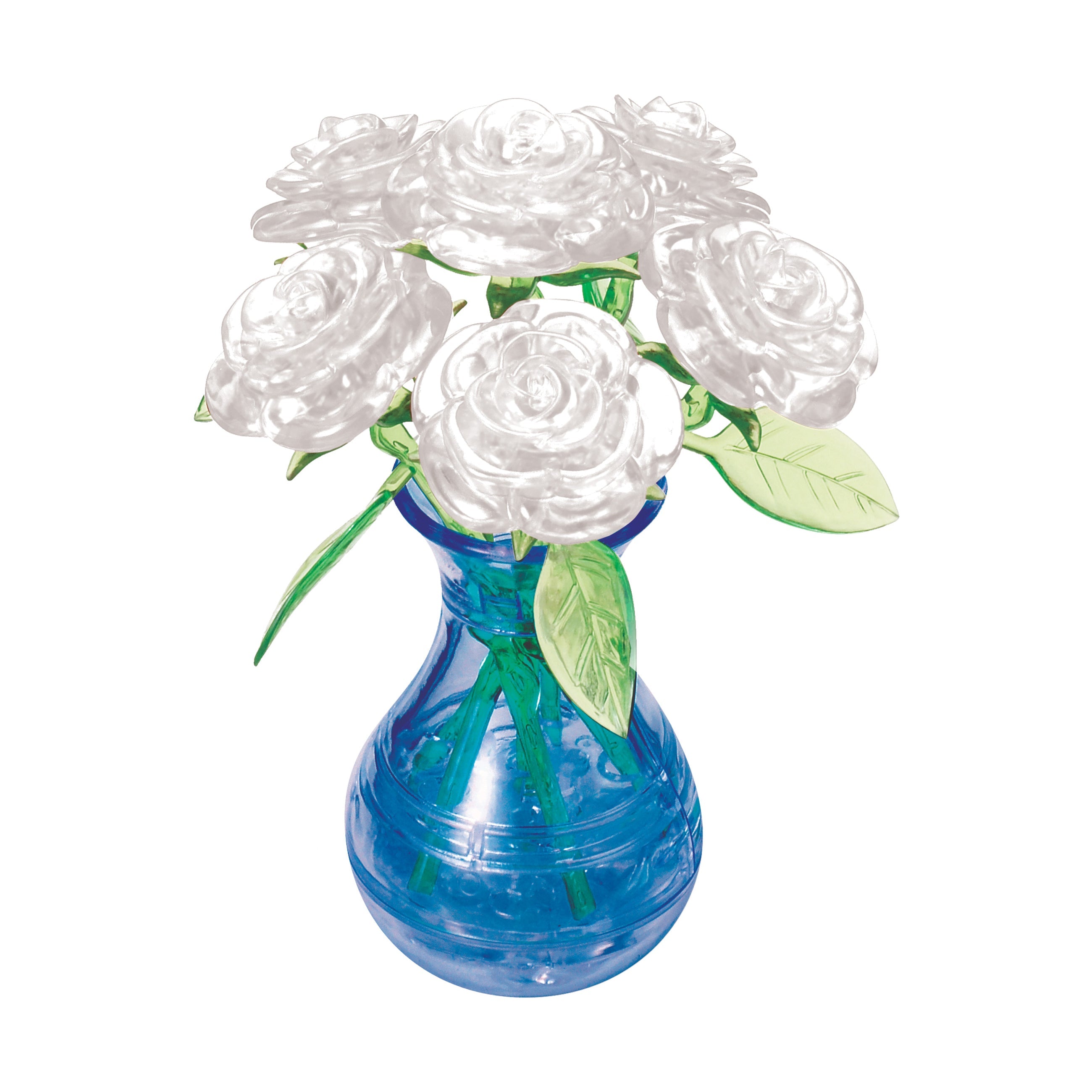  BePuzzled 3D Crystal Puzzle - Roses in a Vase (White): 47 Pcs - Multi-color - Bonton