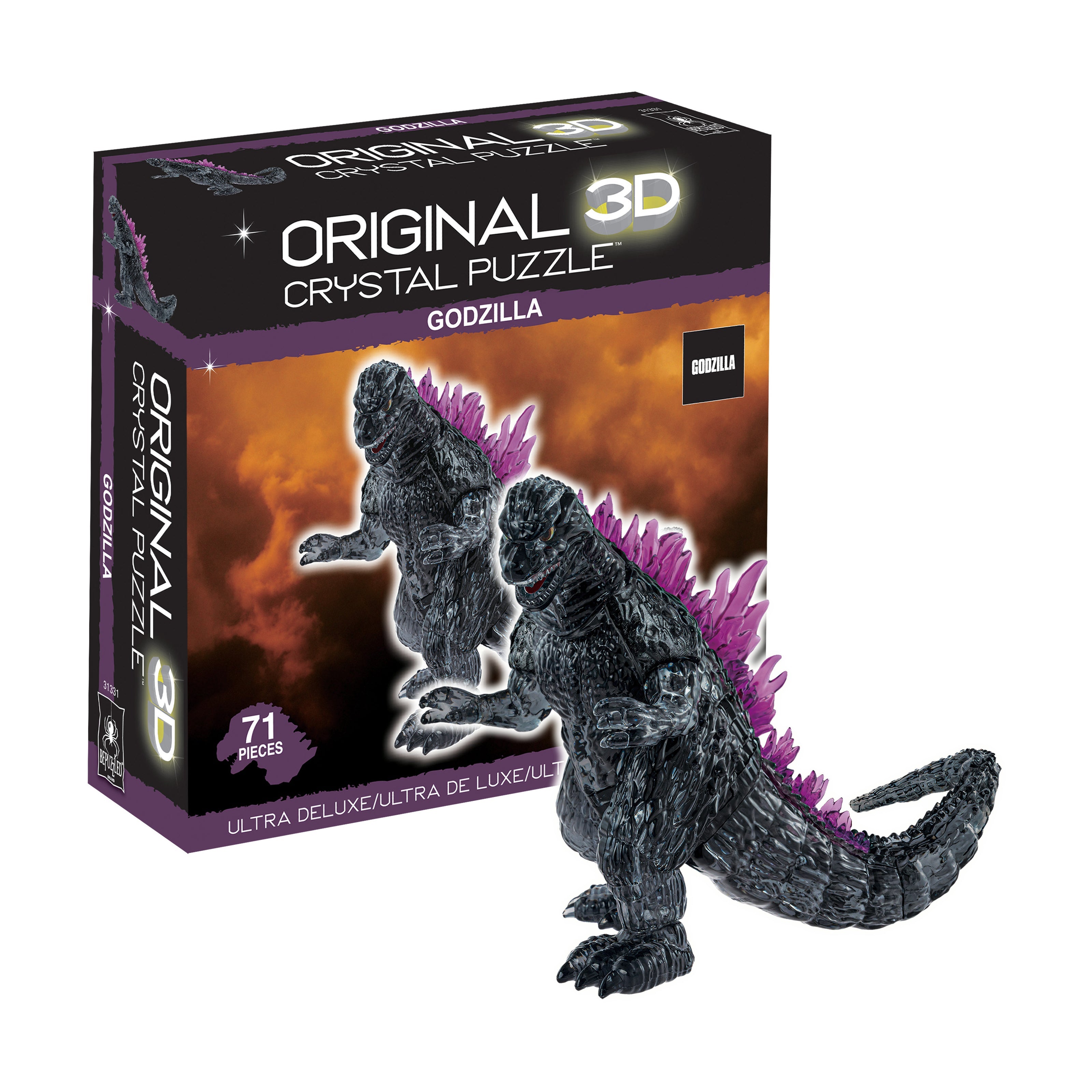  BePuzzled 3D Crystal Puzzle - Godzilla: 71 Pcs - Multi-color - Bonton