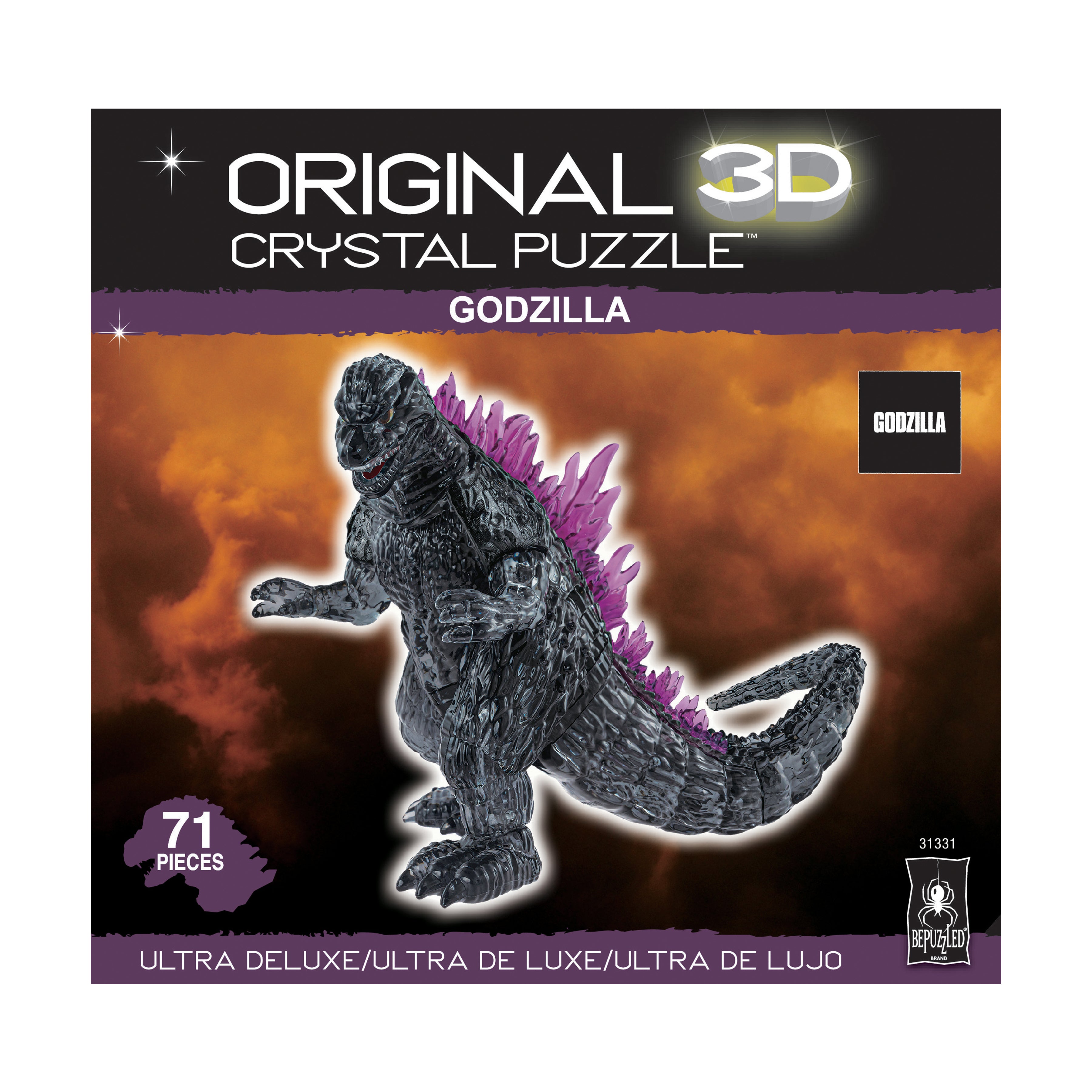  BePuzzled 3D Crystal Puzzle - Godzilla: 71 Pcs - Multi-color - Bonton