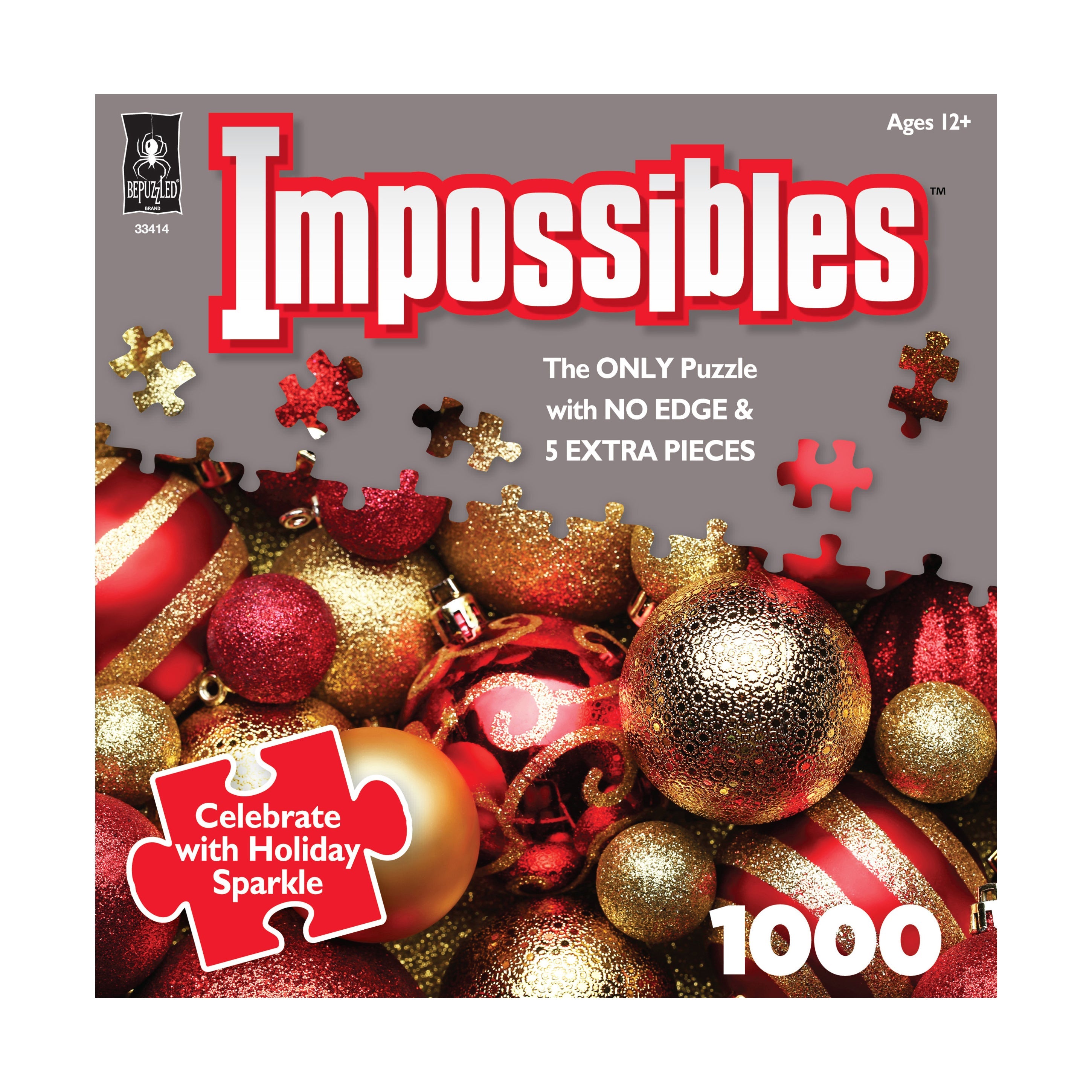  BePuzzled Impossibles Puzzle - Celebrate with Holiday Sparkle: 1000 Pcs - Multi-color - Bonton