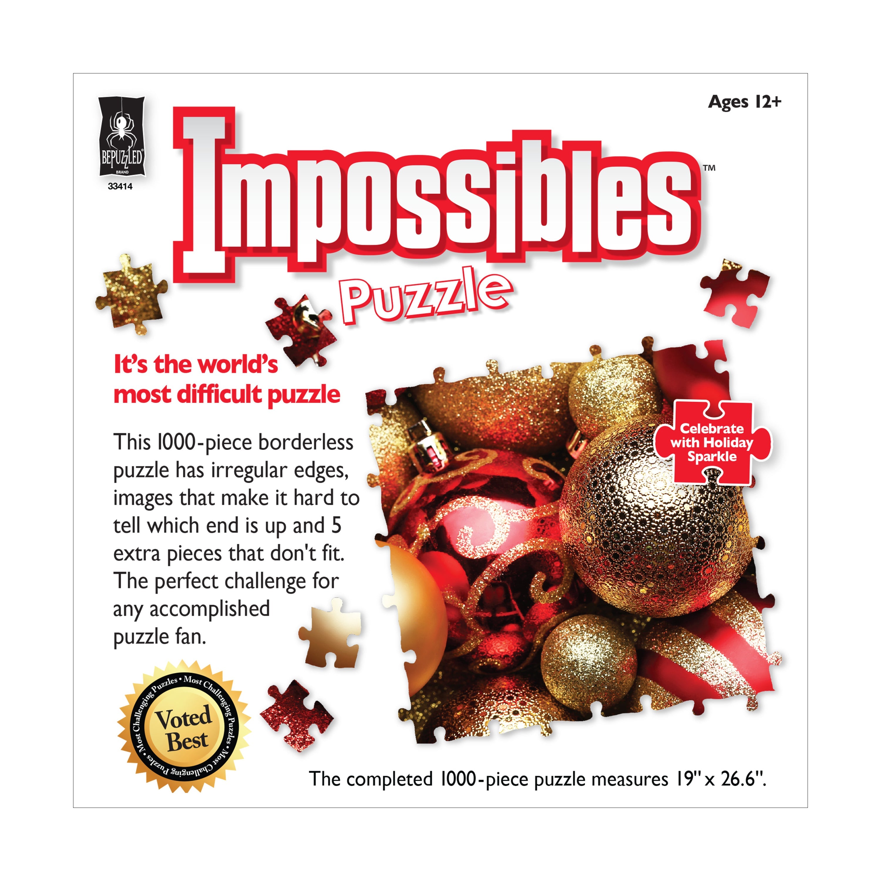  BePuzzled Impossibles Puzzle - Celebrate with Holiday Sparkle: 1000 Pcs - Multi-color - Bonton