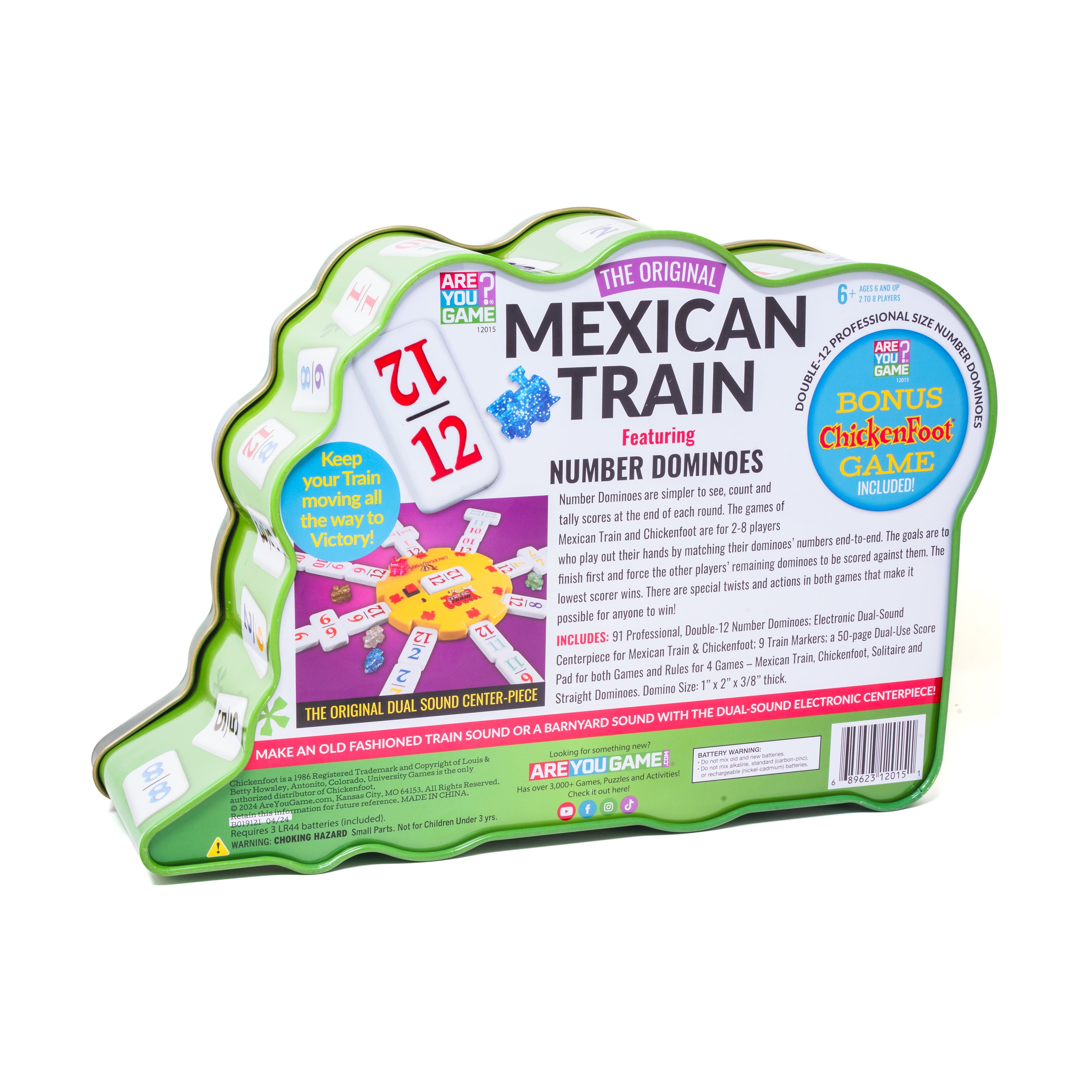  AreYouGame.com The Original Mexican Train Featuring Number Dominoes - Bonus Chickenfoot Game Included - Multi-color - Bonton