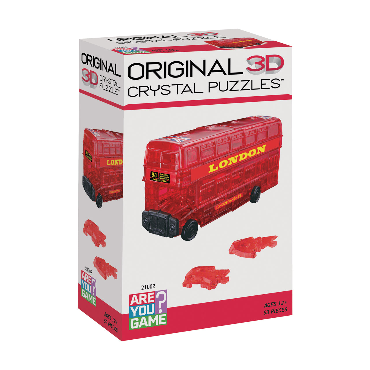  3D Crystal Puzzle - London Bus (Red): 53 Pcs - Multicolor - Bonton