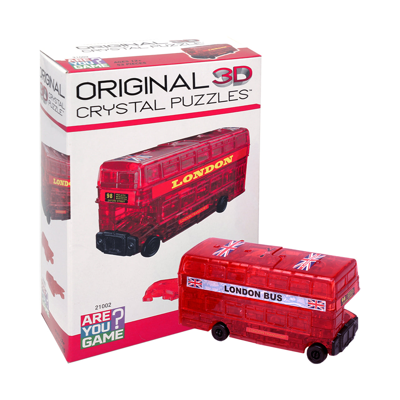  3D Crystal Puzzle - London Bus (Red): 53 Pcs - Multicolor - Bonton