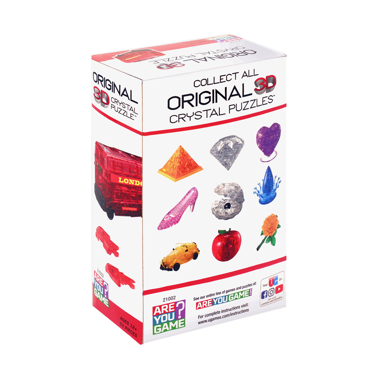  3D Crystal Puzzle - London Bus (Red): 53 Pcs - Multicolor - Bonton