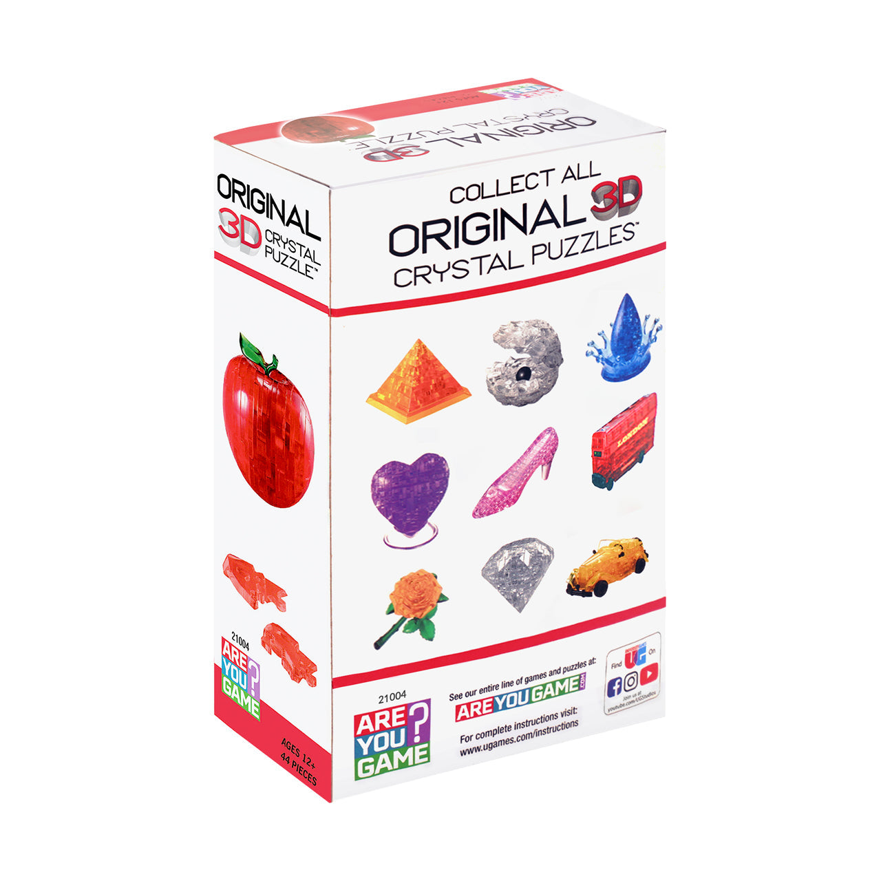  3D Crystal Puzzle - Apple (Red): 44 Pcs - Multicolor - Bonton