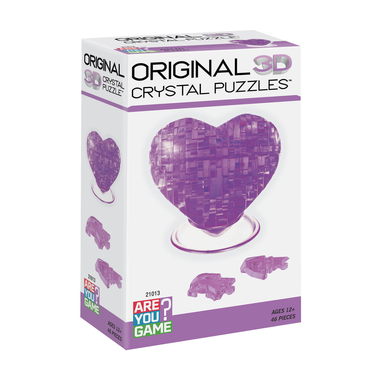  3D Crystal Puzzle - Heart (Purple): 46 Pcs - Multicolor - Bonton