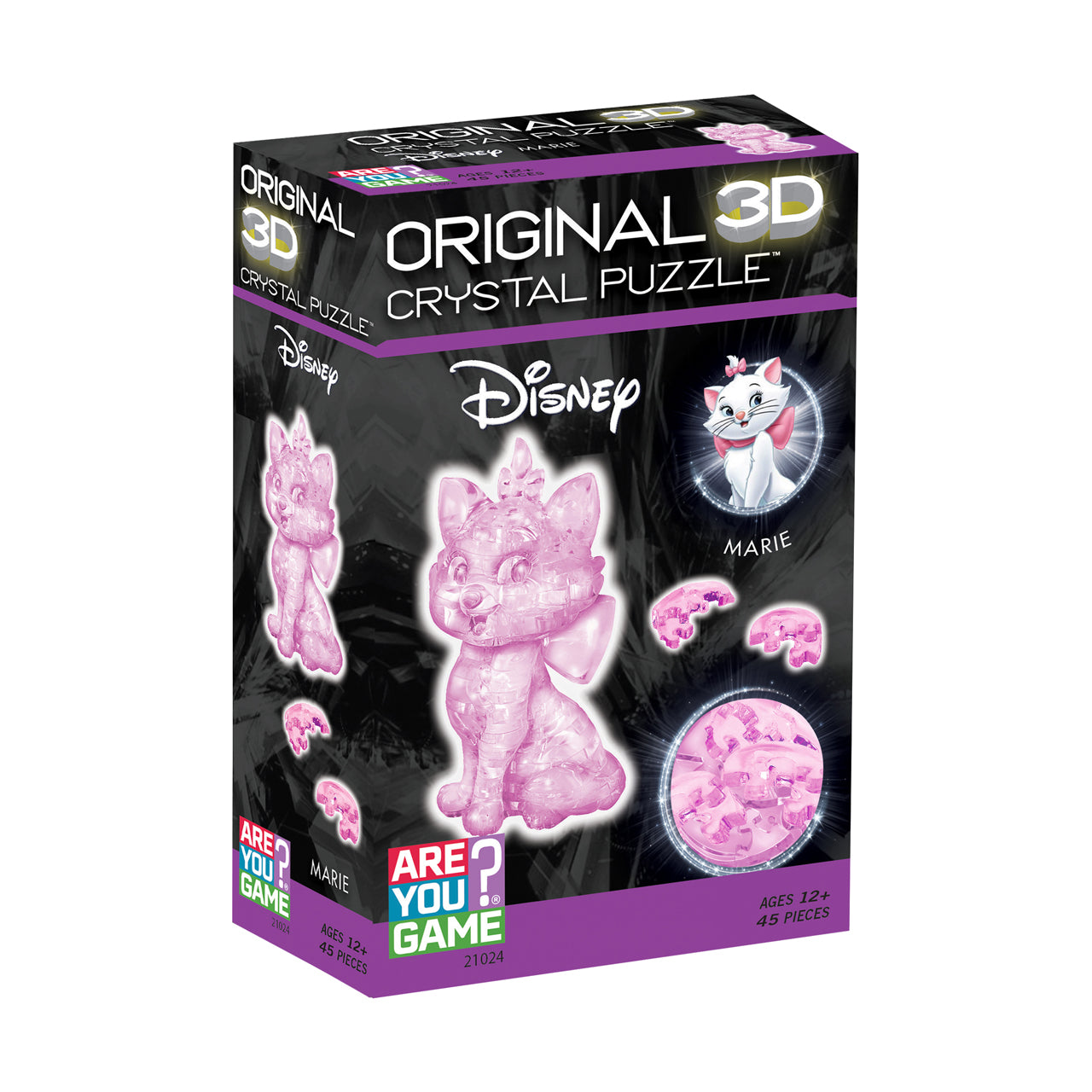  3D Crystal Puzzle - Disney Marie (Pink): 45 Pcs - Multicolor - Bonton