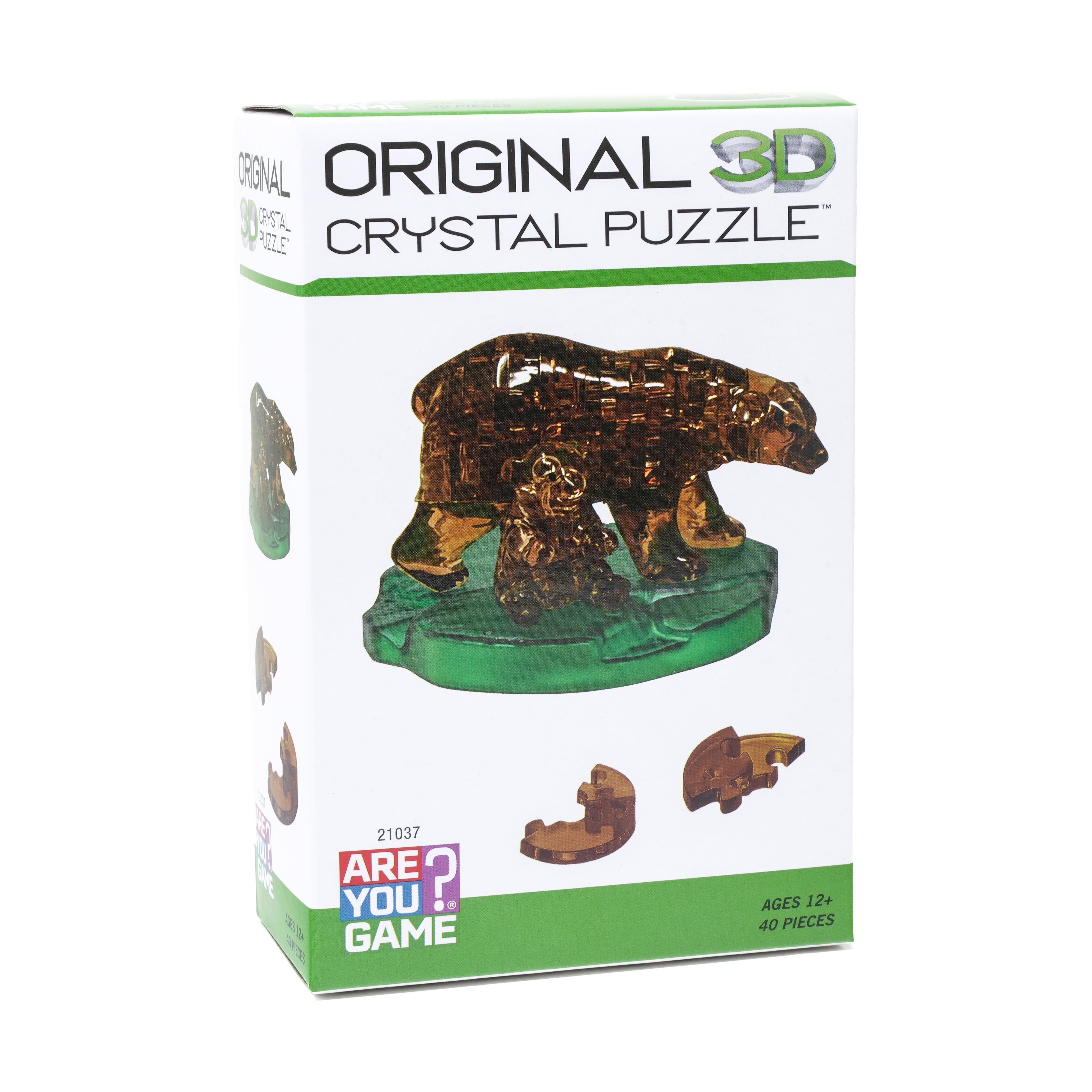  AreYouGame.com 3D Crystal Puzzle - Brown Bear and Baby: 40 Pcs - Multi-color - Bonton