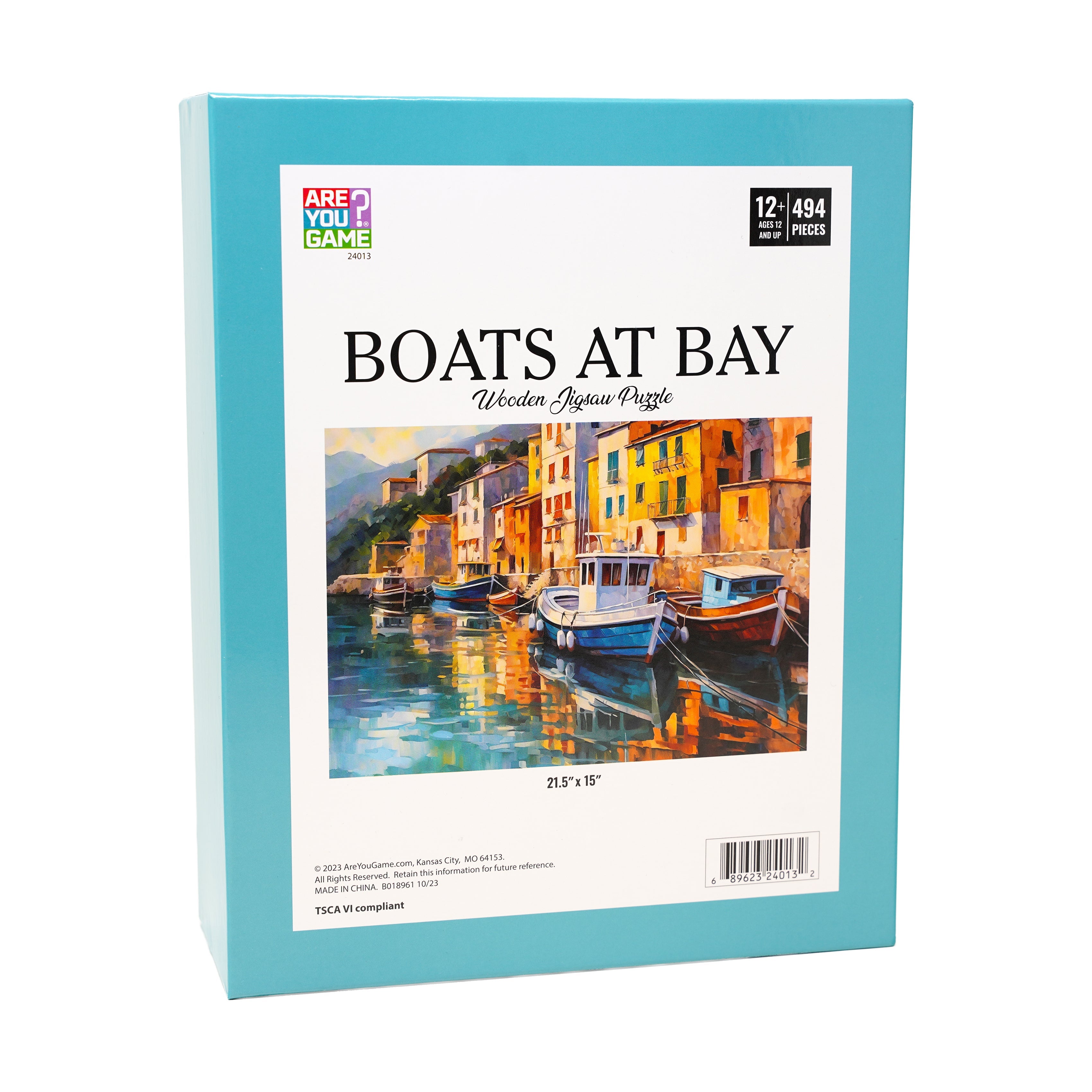  AreYouGame.com Wooden Jigsaw Puzzle - Boats at Bay: 494 Pcs - Multi-color - Bonton