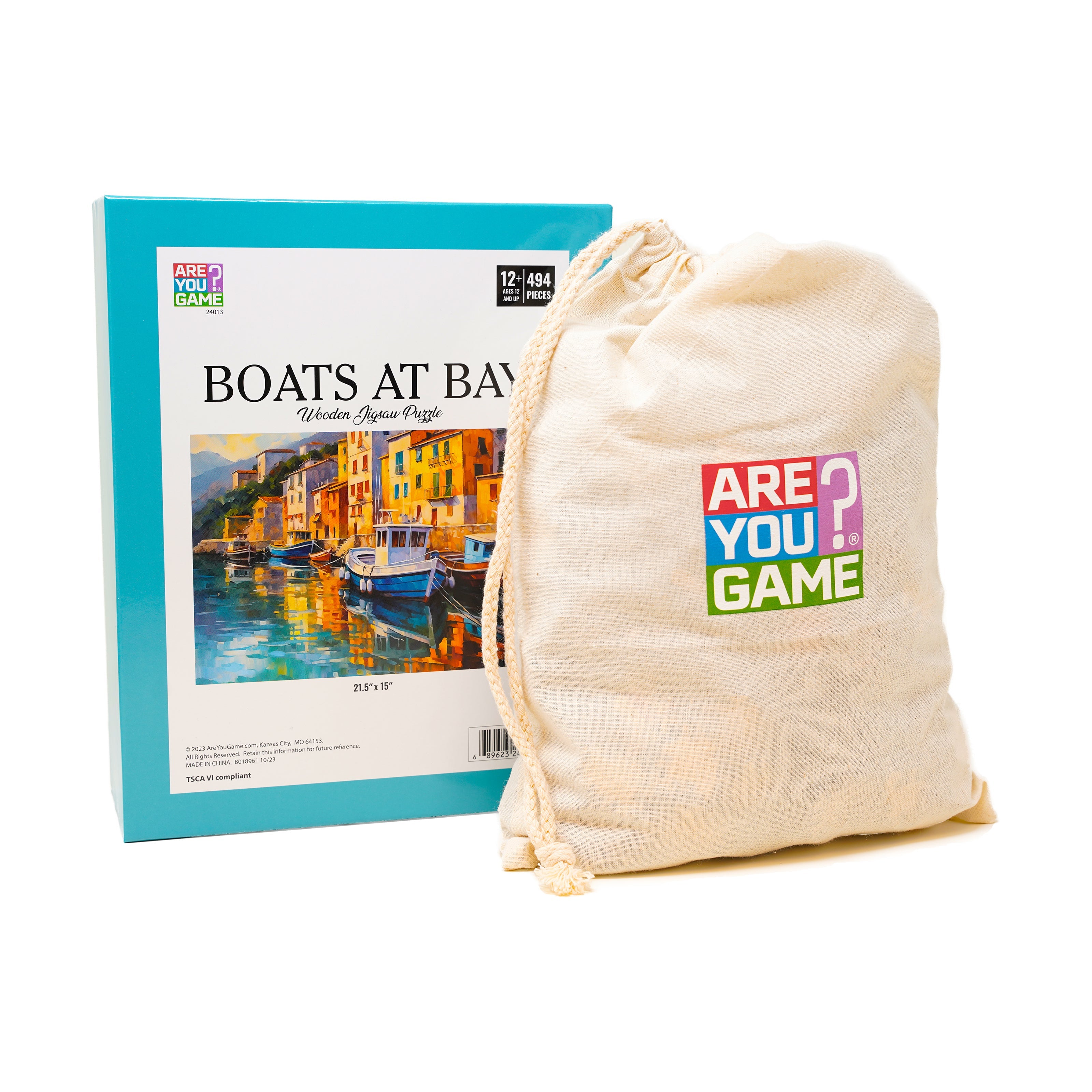  AreYouGame.com Wooden Jigsaw Puzzle - Boats at Bay: 494 Pcs - Multi-color - Bonton