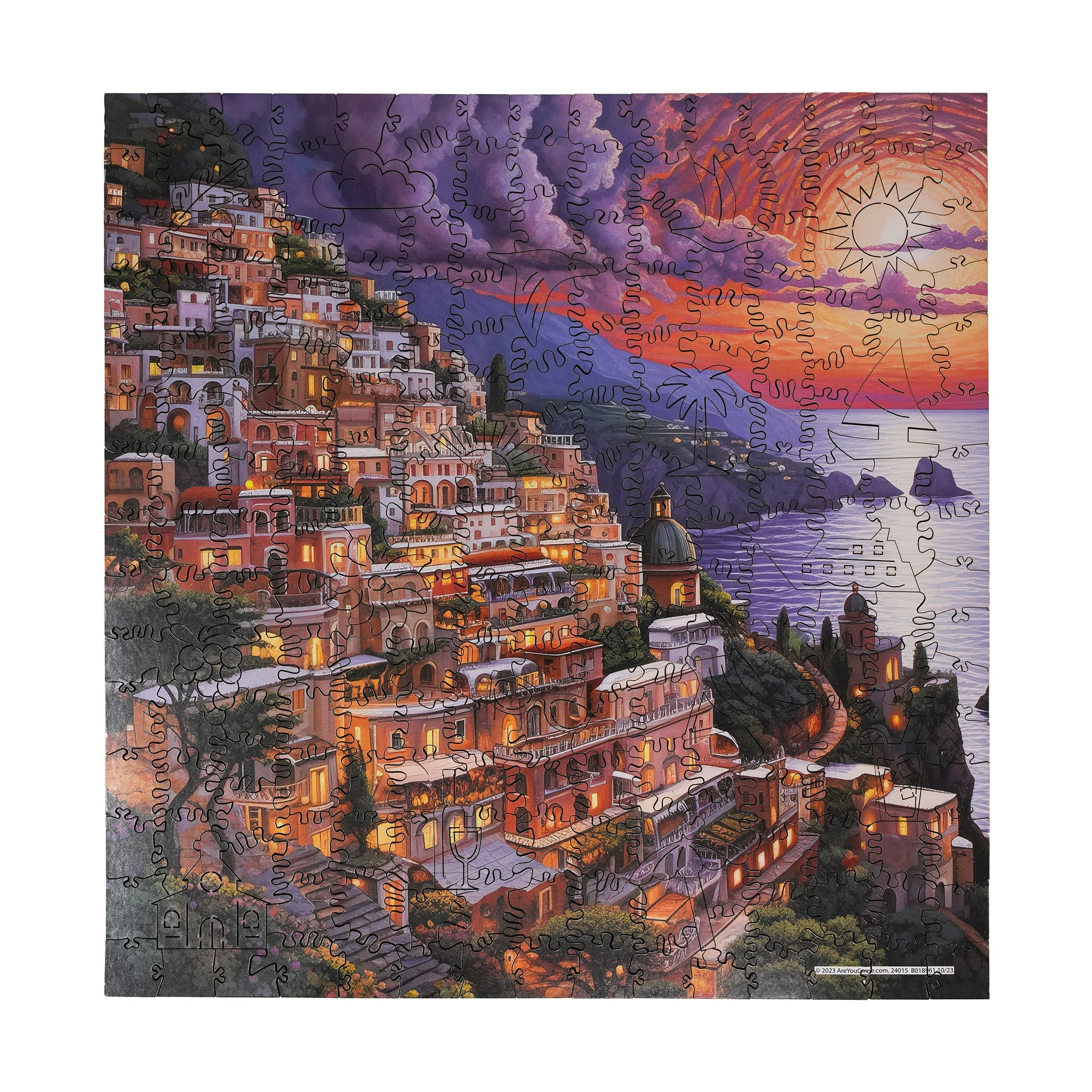  AreYouGame.com Wooden Jigsaw Puzzle - Ocean View Sunset: 237 Pcs - Multi-color - Bonton