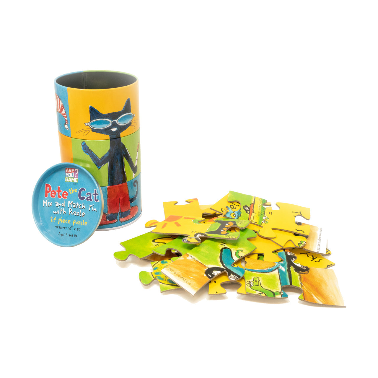  Pete the Cat Mix and Match Tin with Puzzle: 24 Pcs - Multicolor - Bonton