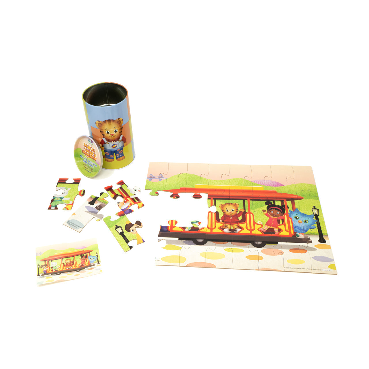  Daniel Tiger's Neighborhood Mix and Match Tin with Puzzle:24 Pcs - Multicolor - Bonton