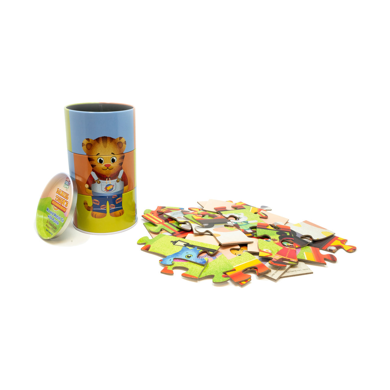  Daniel Tiger's Neighborhood Mix and Match Tin with Puzzle:24 Pcs - Multicolor - Bonton