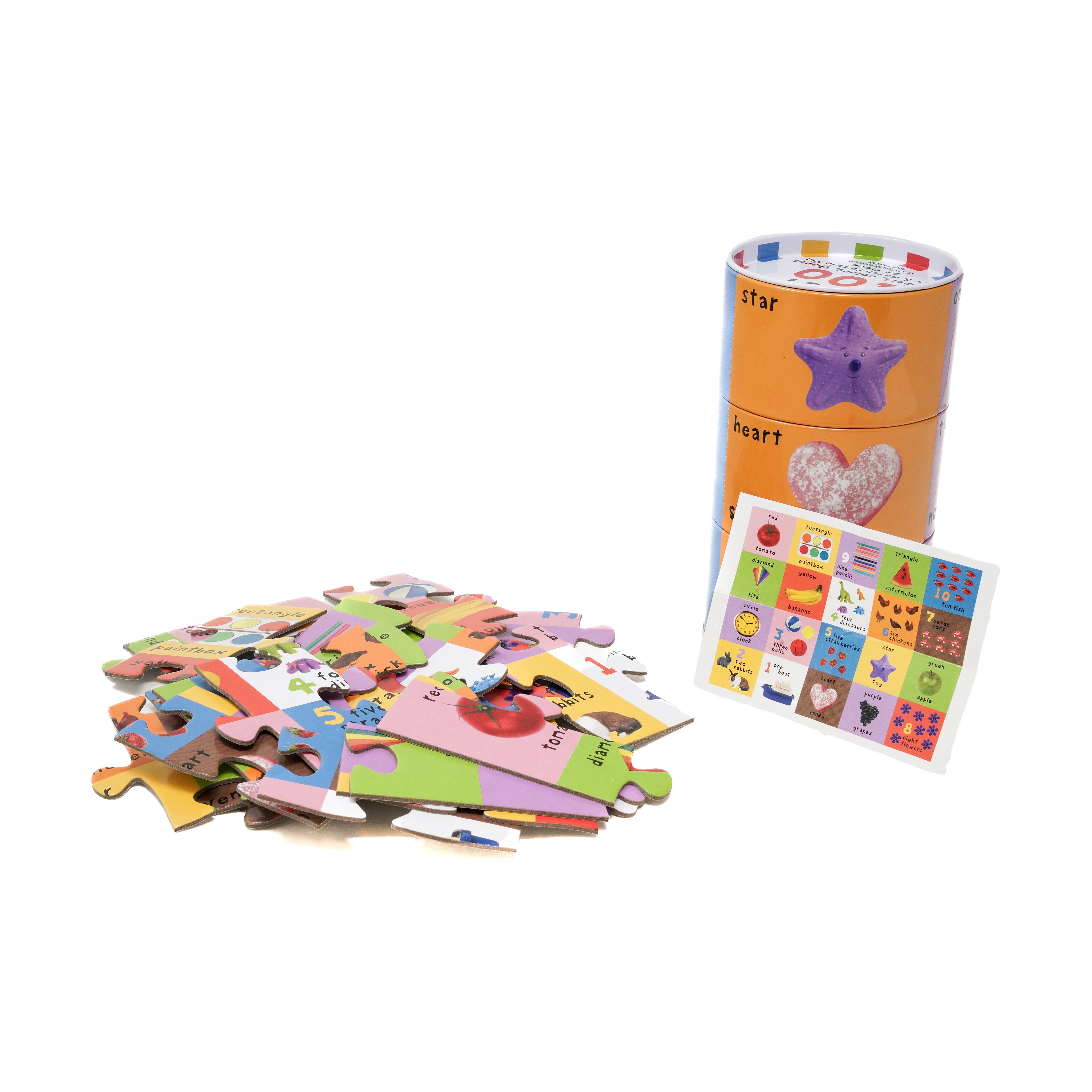  AreYouGame.com First 100 Numbers, Colors, Shapes Mix & Match Puzzle Tin: 24 Pcs - Multi-color - Bonton