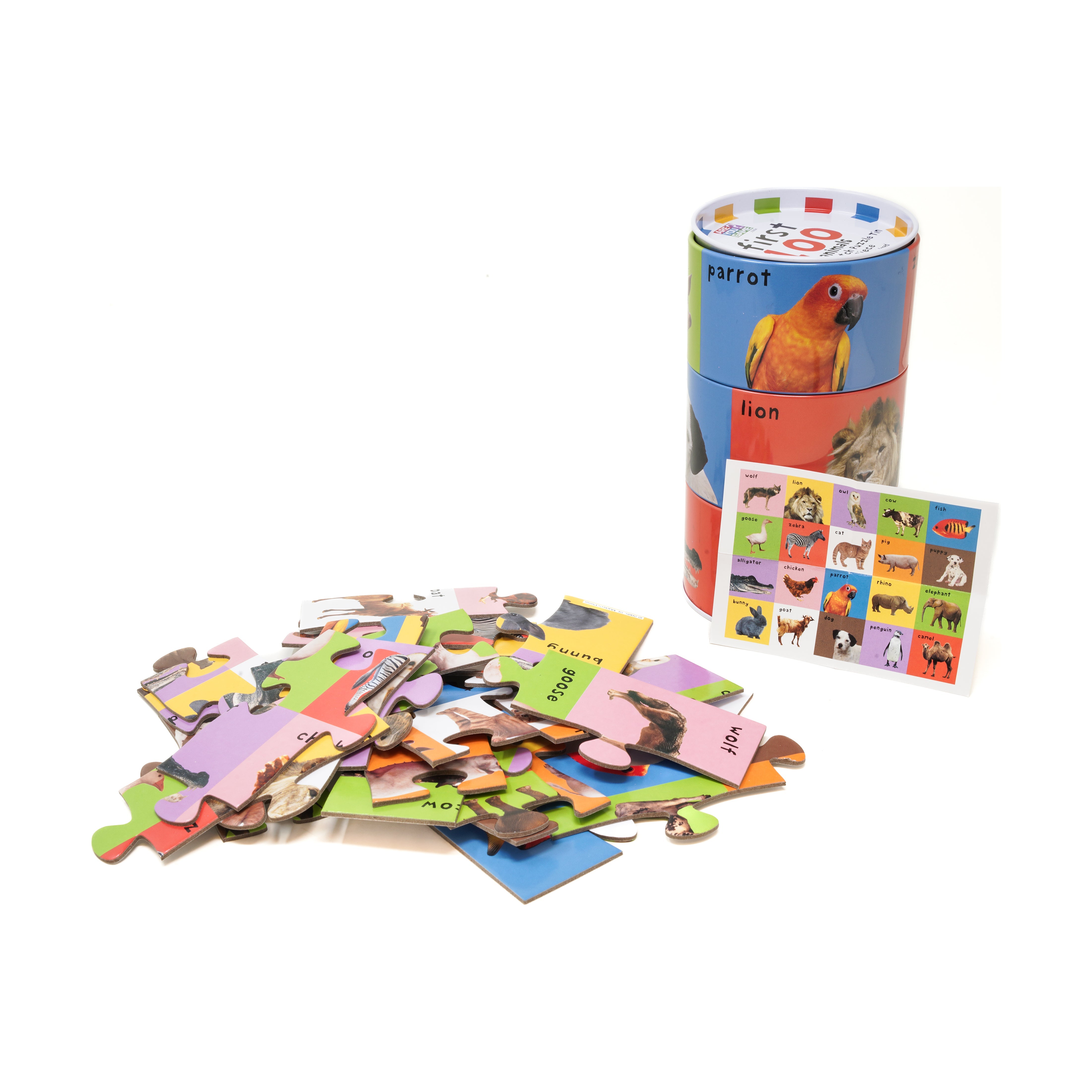  AreYouGame.com First 100 Animals Mix & Match Puzzle Tin: 24 Pcs - Multi-color - Bonton