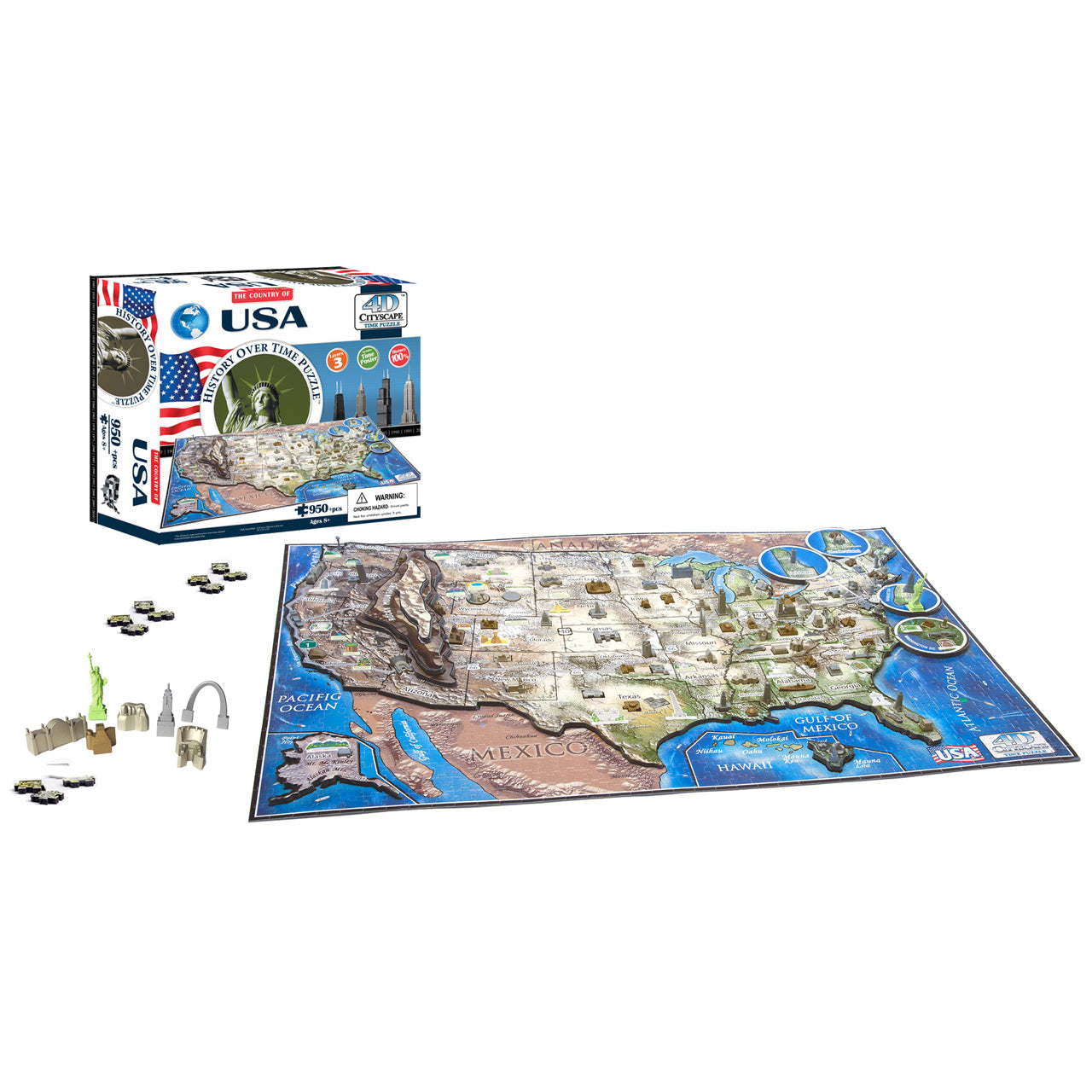  4D Cityscape Time Puzzle - USA - Multicolor - Bonton