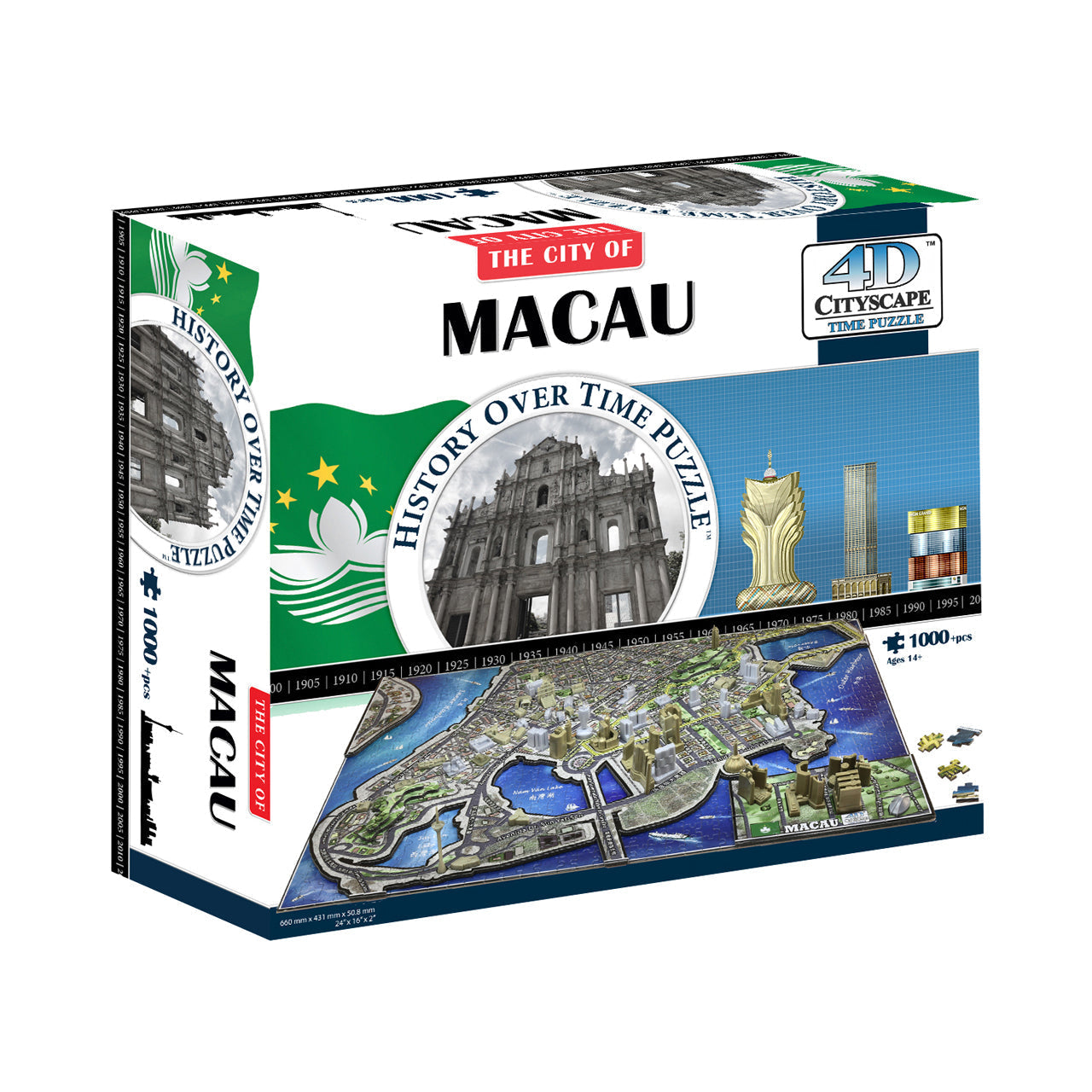  4D Cityscape Time Puzzle - Macau, China: 1000 Pcs - Multicolor - Bonton