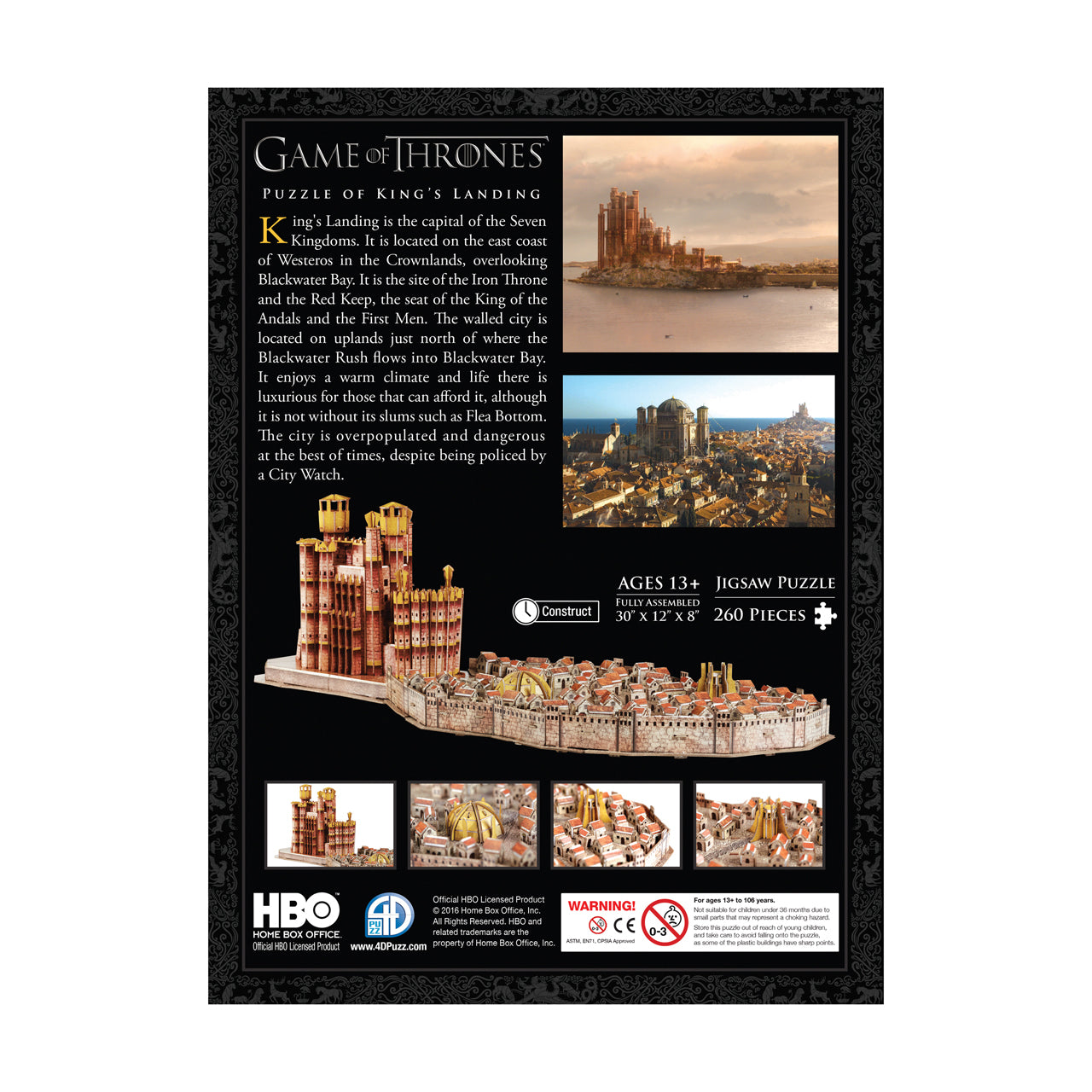  4D Cityscape Game of Thrones: Kings Landing 3D Puzzle: 260 Pcs - Multicolor - Bonton