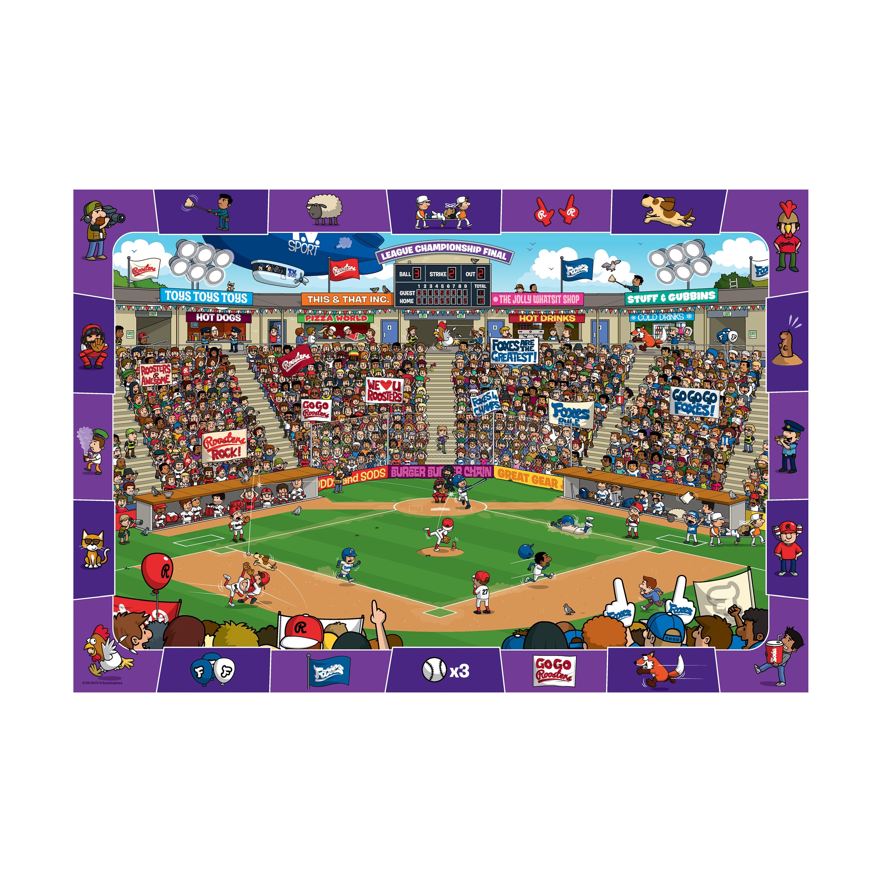  Eurographics Inc Spot & Find Puzzle Game - Baseball: 100 Pcs - Multi-color - Bonton