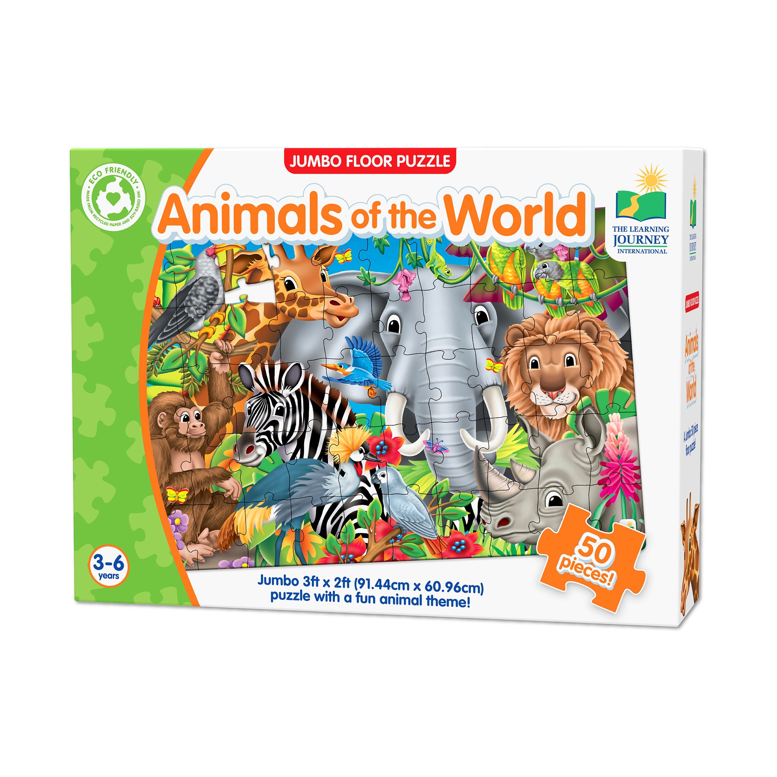  The Learning Journey Jumbo Floor Puzzle - Animals of the World: 50 Pcs - Multi-color - Bonton