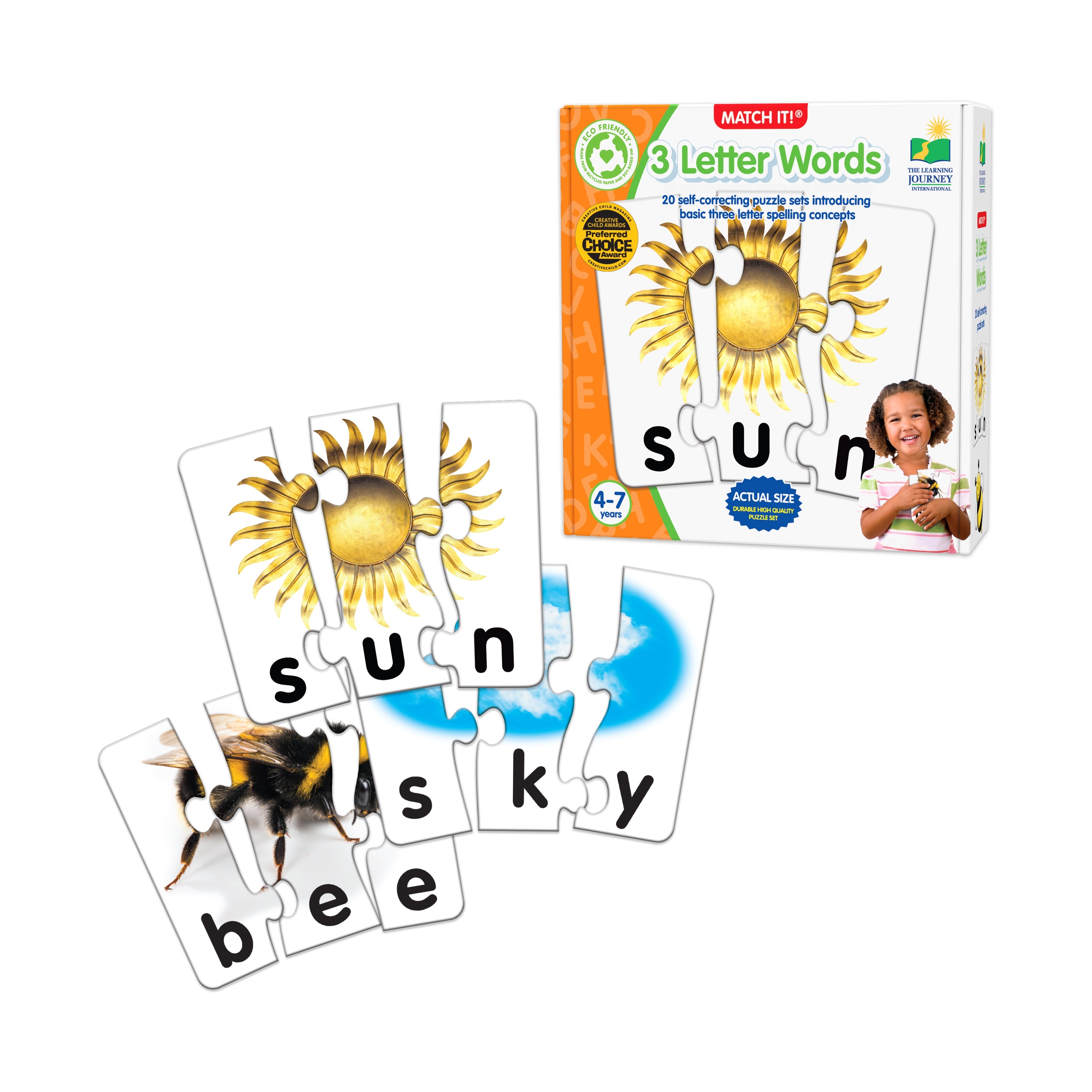  The Learning Journey Match It! - 3 Letter Words - Multi-color - Bonton