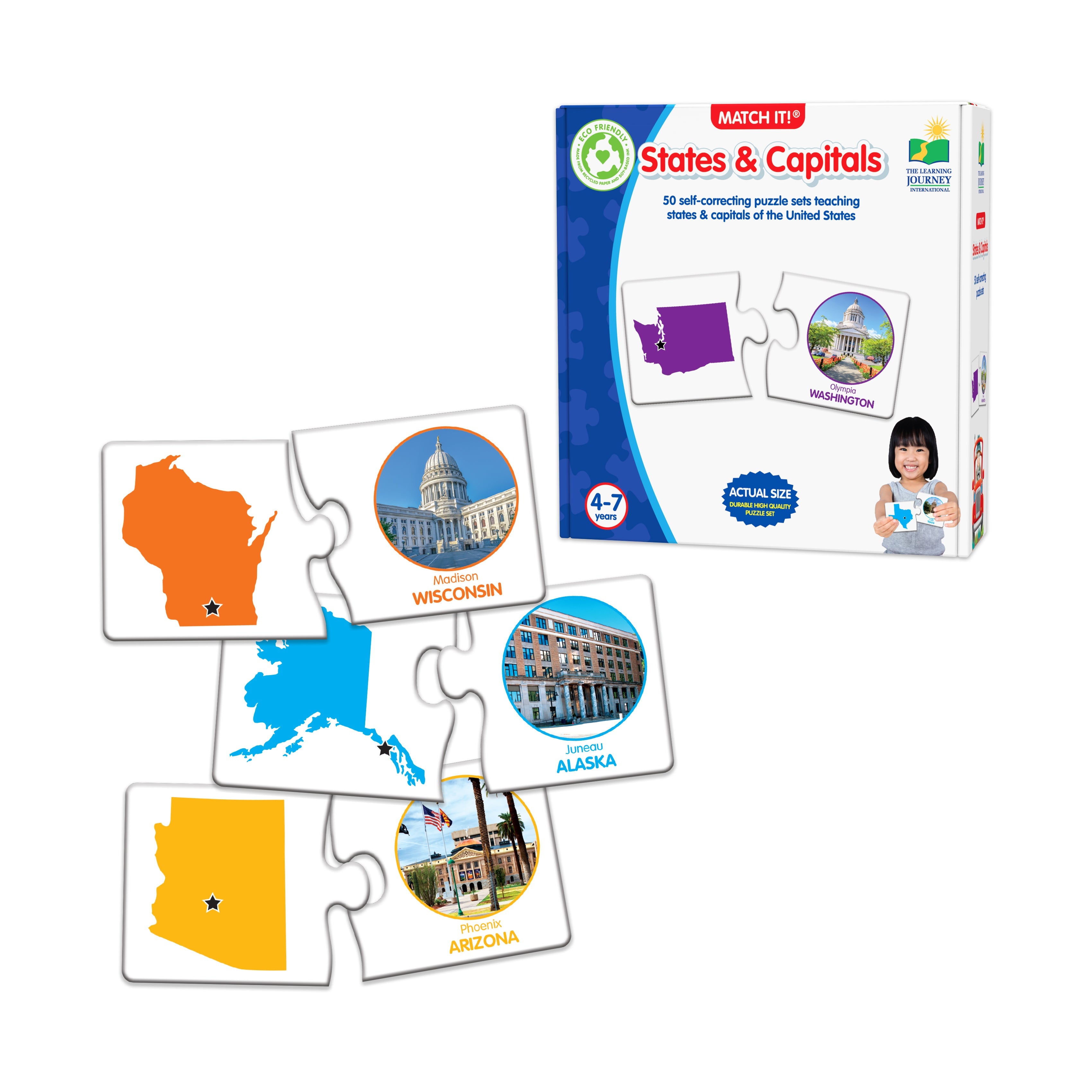  The Learning Journey Match It! - States & Capitals - Multi-color - Bonton