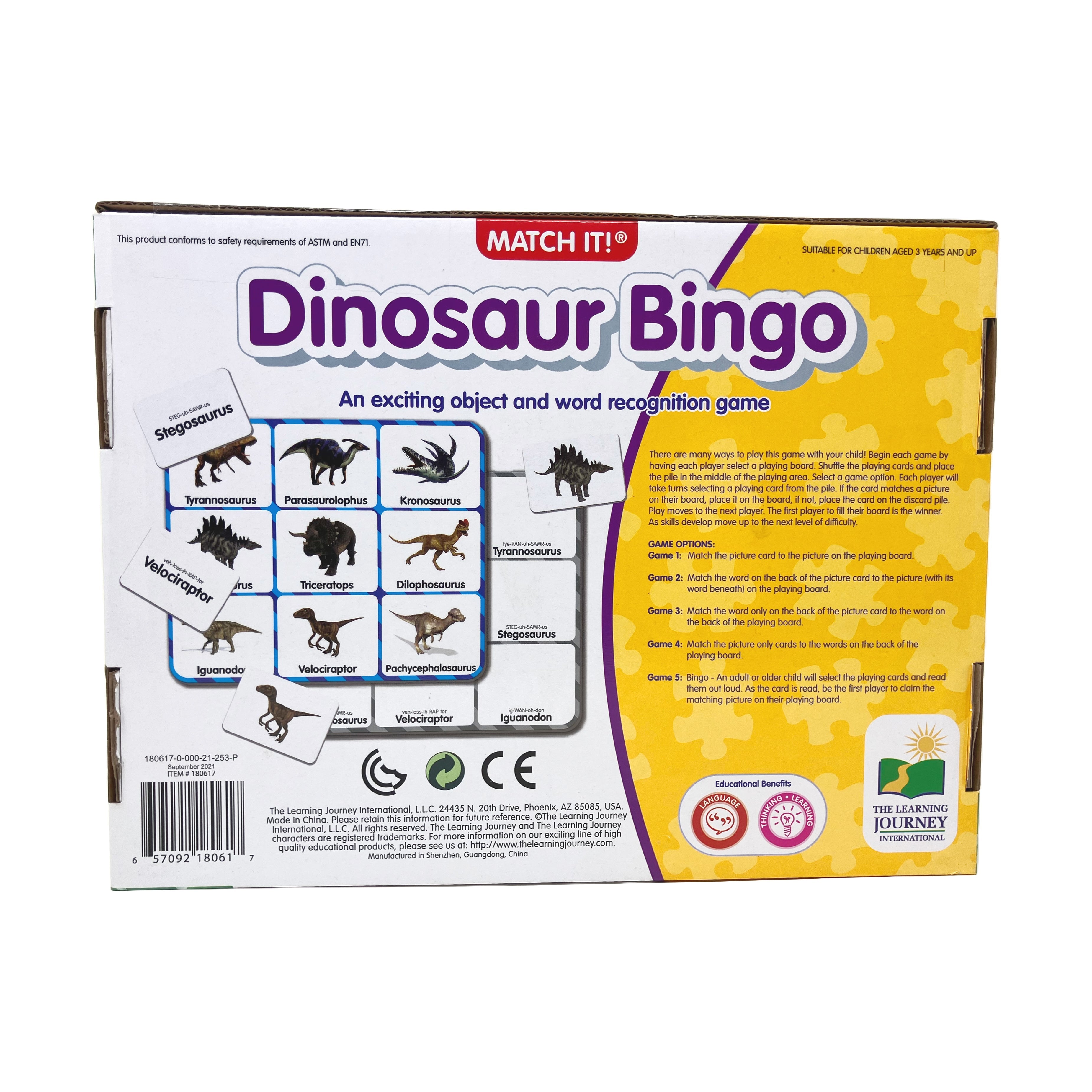  The Learning Journey Match It! - Dinosaur Bingo - Multi-color - Bonton