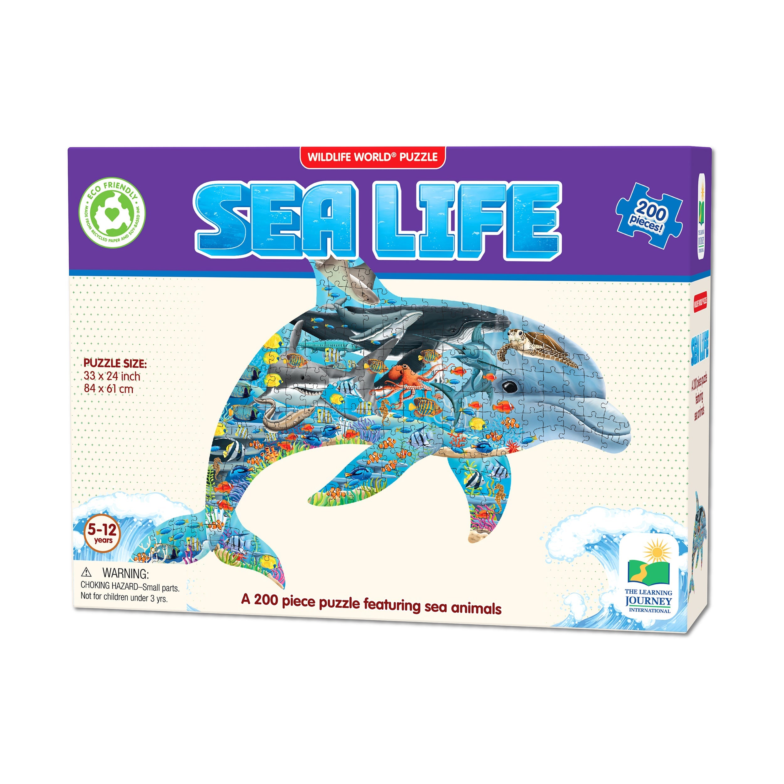  The Learning Journey Wildlife World Puzzle - Sea Life: 200 Pcs - Multi-color - Bonton