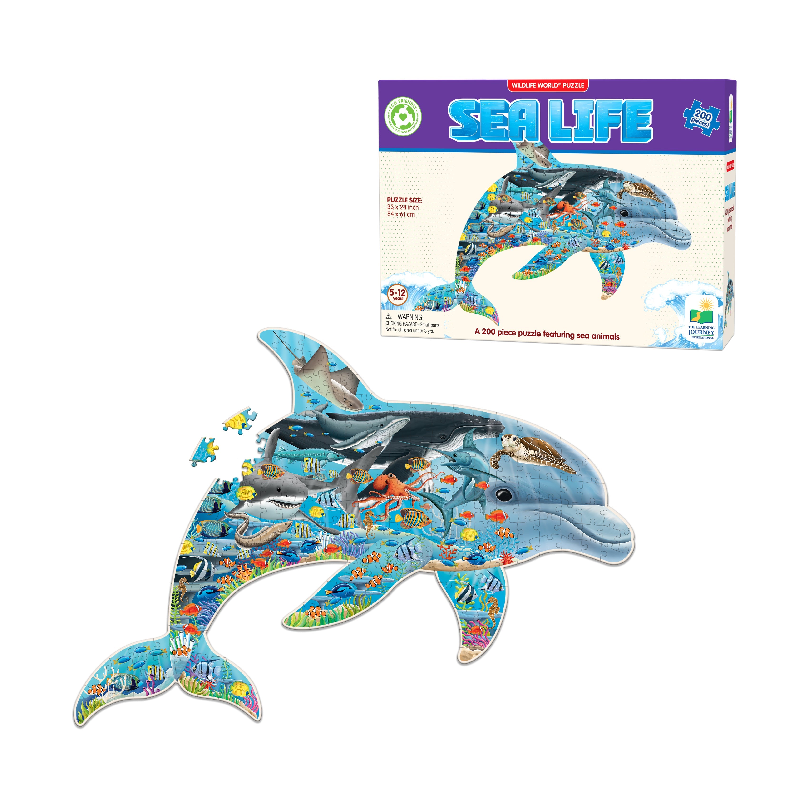  The Learning Journey Wildlife World Puzzle - Sea Life: 200 Pcs - Multi-color - Bonton