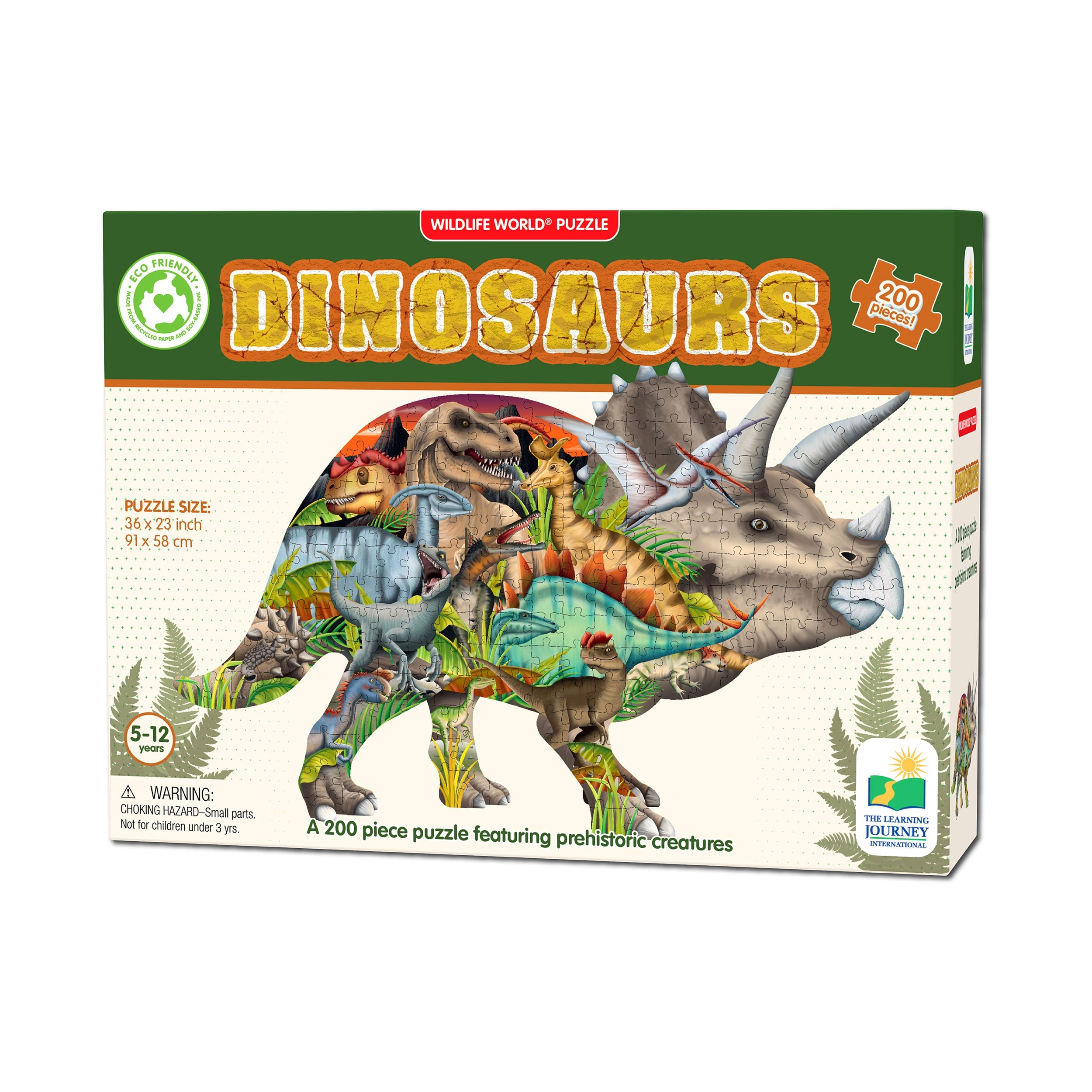  The Learning Journey Wildlife World Puzzle - Dinosaurs: 200 Pcs - Multi-color - Bonton