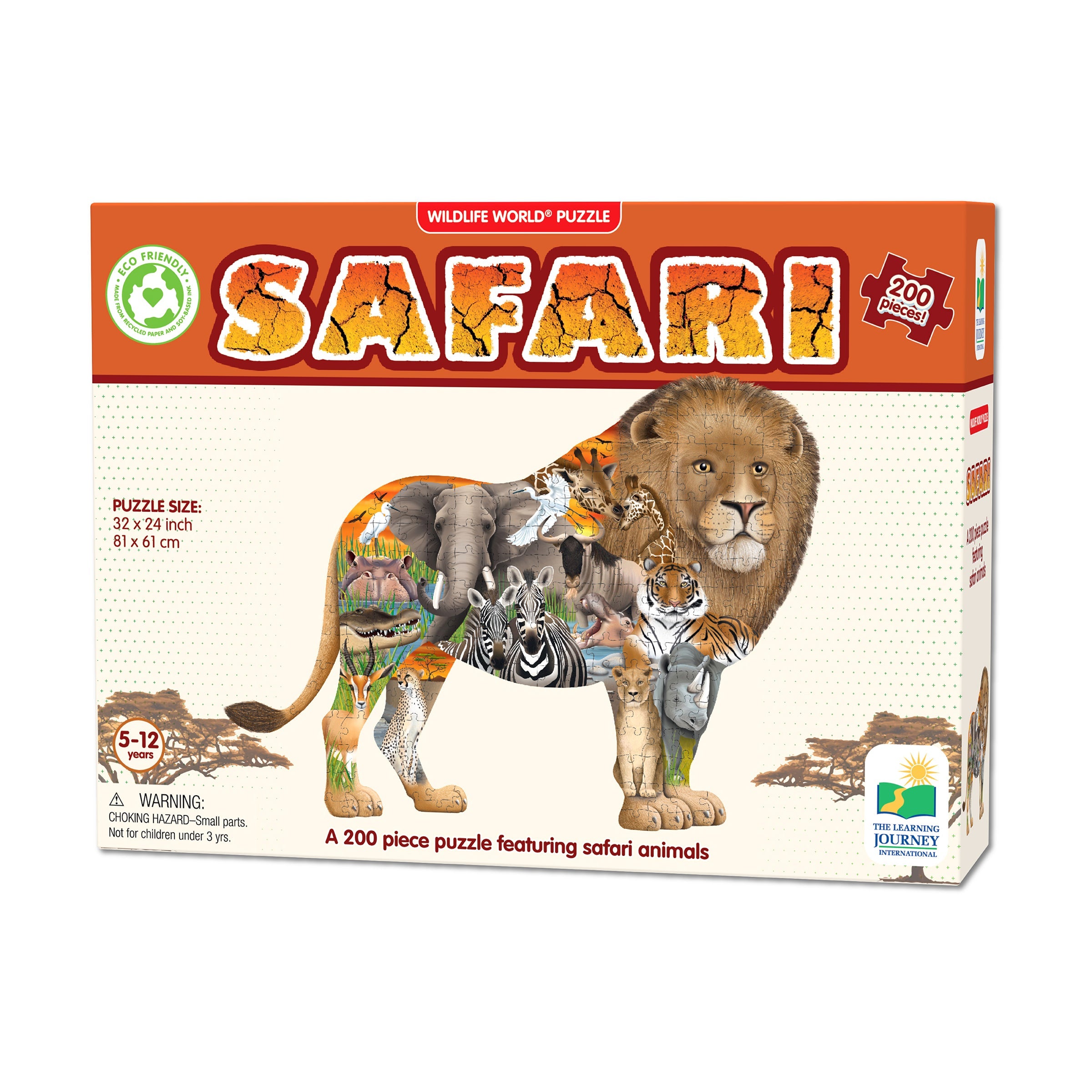  The Learning Journey Wildlife World Puzzle - Safari: 200 Pcs - Multi-color - Bonton